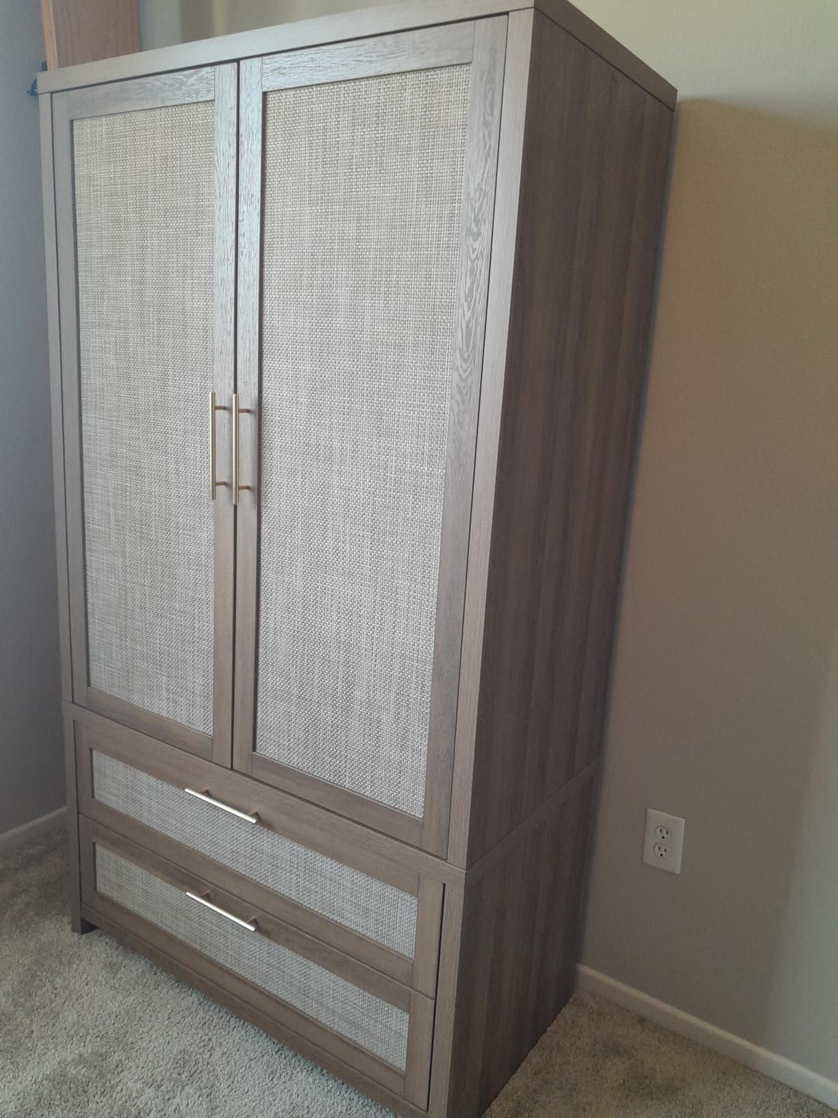SICOTAS Rattan Armoire Wardrobe Closet Cabinet, 71