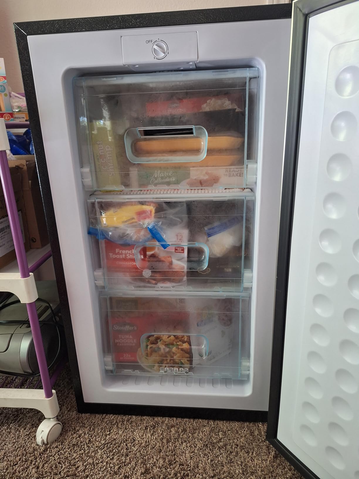 Upright freezer 3.2 Cu.Ft Mini Freezer with Reversible Door - Stand Up Freezer w/3 Adjustable Thermostat - Freestanding Compact freezer w/3 Plastic Baffles for Kitchen/RV/Dorm/Apartment,Ultra-Quiet customer photo 2