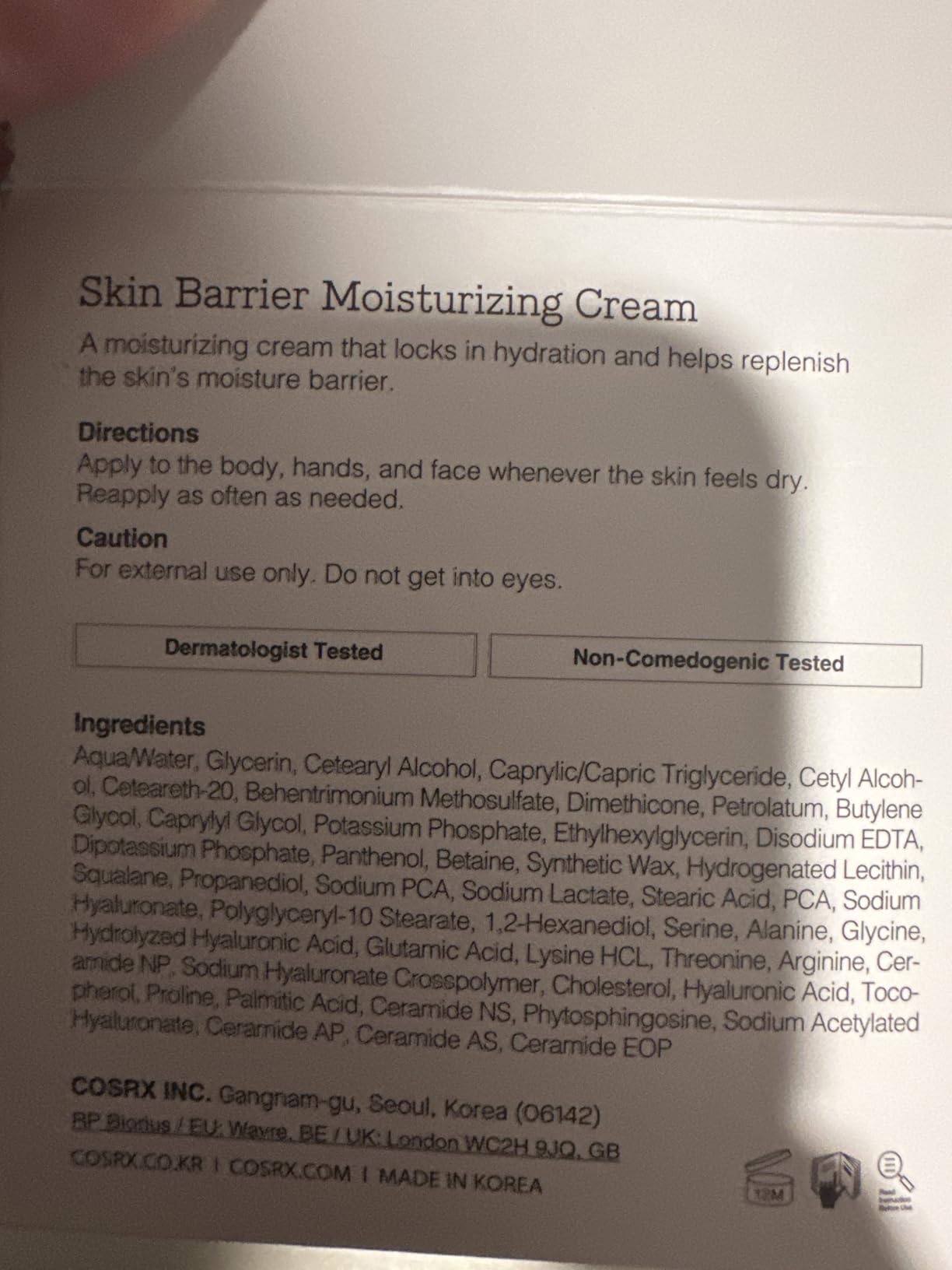 COSRX Ceramide Skin Barrier Moisturizer for Face with 7 Ceramides, Hyaluronic Acid & Panthenol, Barrier Repair Face Cream for Dry & Sensitive Skin, 2.7 oz, Korean Face Moisturizer, Korean Skin Care customer photo 2