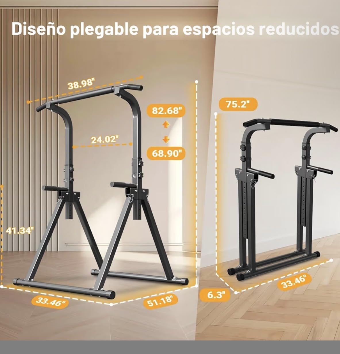 YYJO Foldable Pull Up Bar Free Standing Multi-function Power Tower Dip Bar with Assistance Bands Home Gym Strength Training Equipment customer photo 2