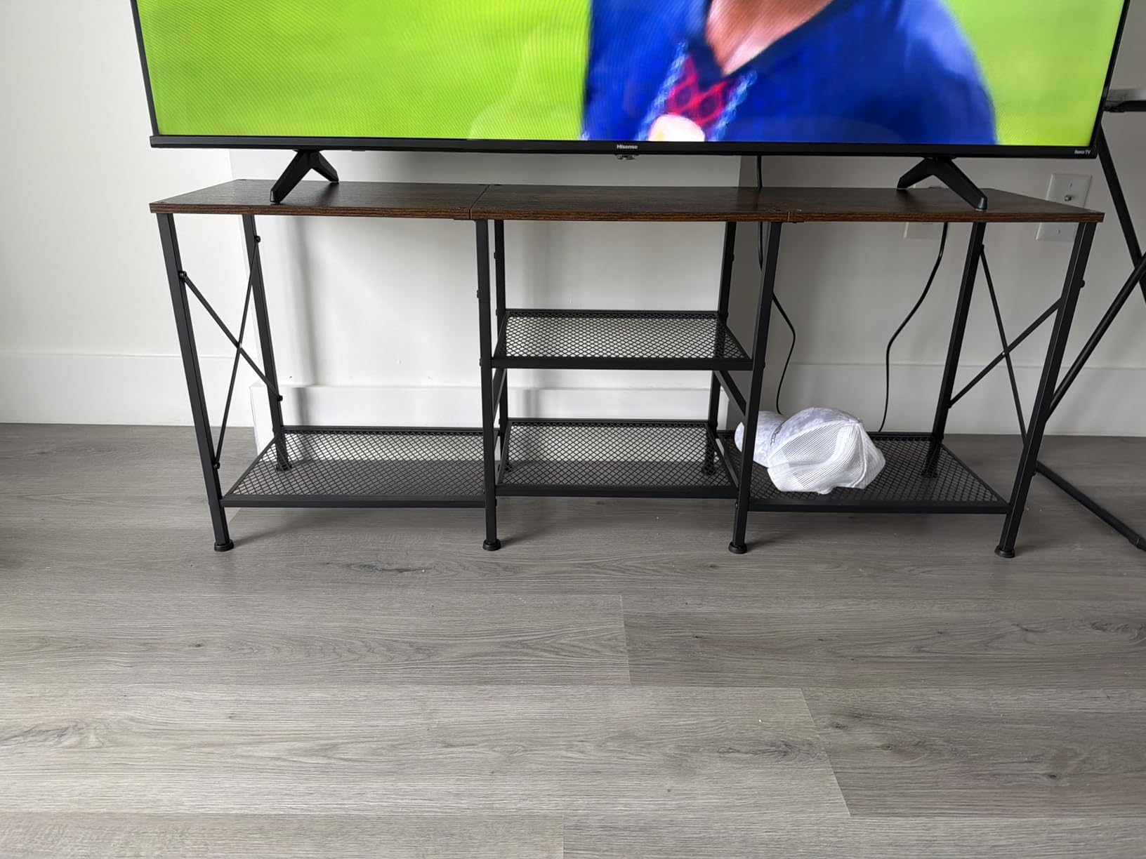 JARHETUN TV Stand for 55 Inch TV, Entertainment Center with 3-Tier Open Shelves, TV Console Table for Living Room, Bedroom, Rustic Brown customer photo 1