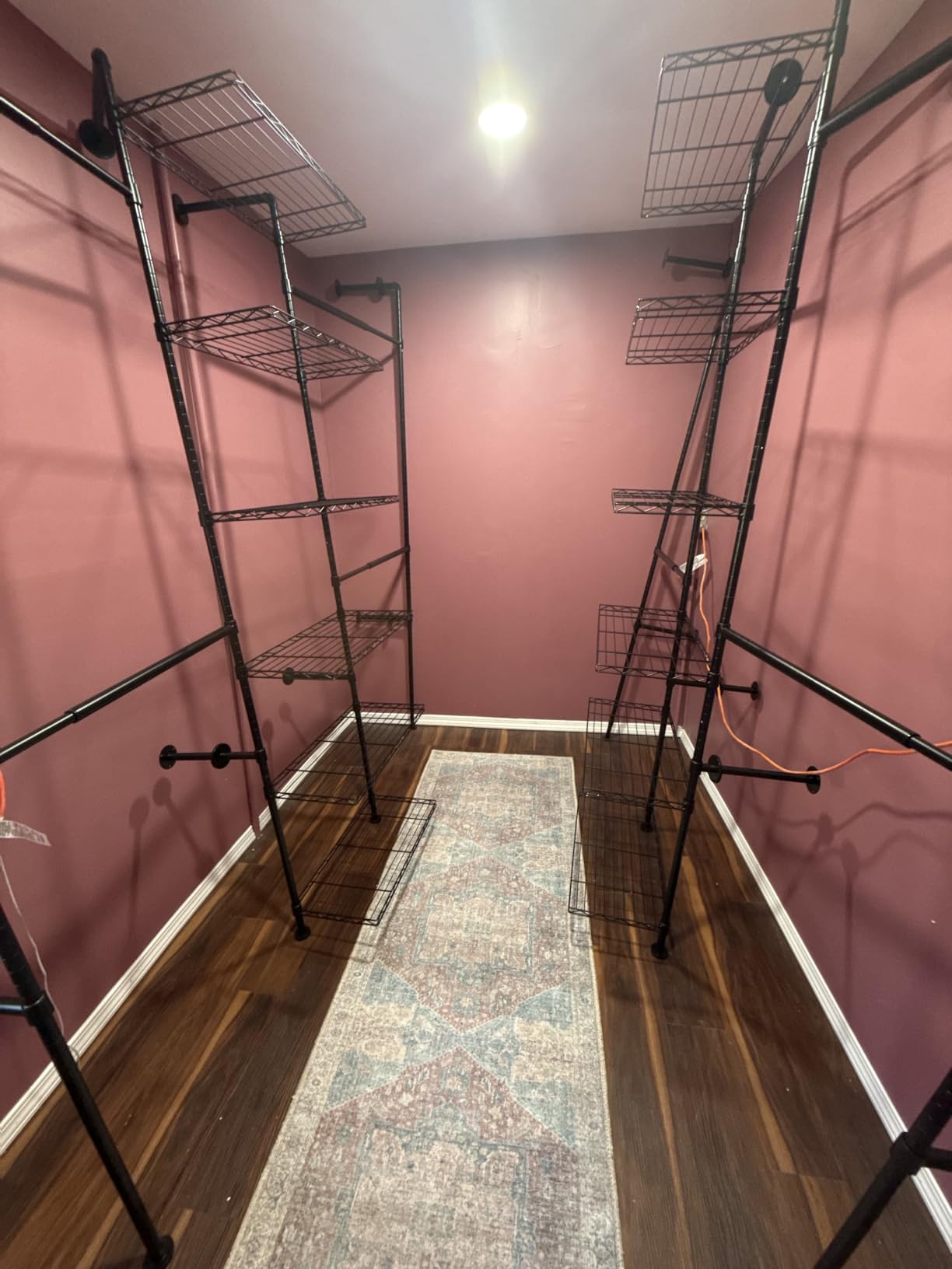ONBRILL H3 Expandable Wall Mounted Closet System, 5.4FT-8.1FT Closet Organizer with 4 Telescopic Rods & 6 Wire Shelves, Industrial Pipe Clothing Rack for Walk-in & Reach-in Closet (Black) customer photo 2