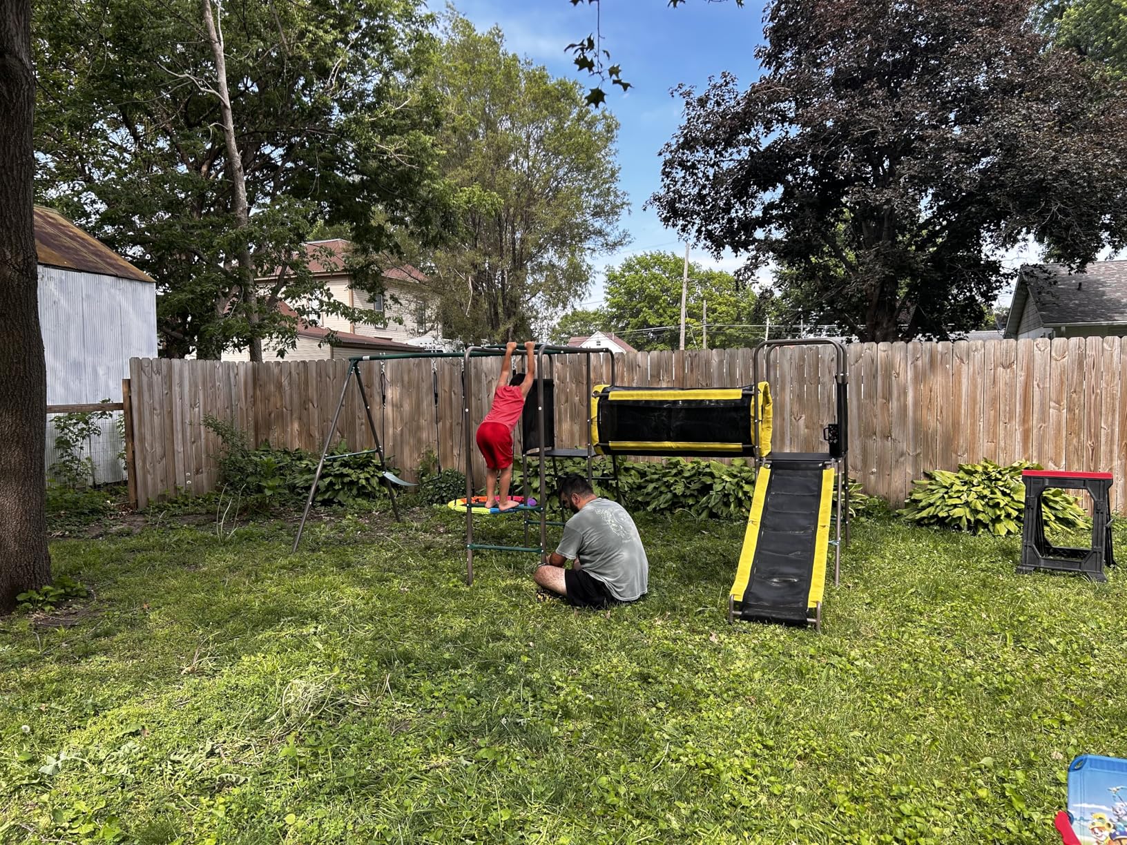 Hapfan 660lbs Swing Set with Slide, Crawl Tunnel and Monkey Bars for Backyard, 5 in 1 Metal Swingset Outdoor for Kids Aged 3-12 (Patent Pending) customer photo 2