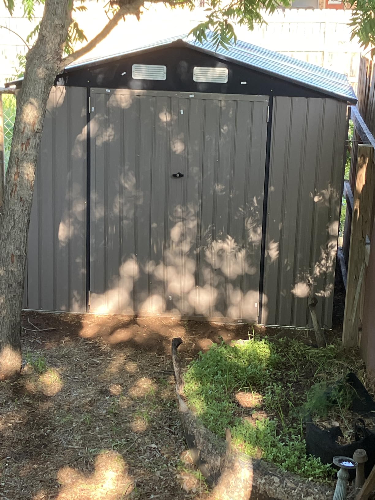 Aoxun 8x6FT Shed with Floor Galvanized Steel Outdoor Storage Shed Metal Garden Shed with Double Doors, Moisture-Proof Floor & Ventilation, Sloped Roof for Bike/Generator/Tool Storage (Brown) customer photo 1