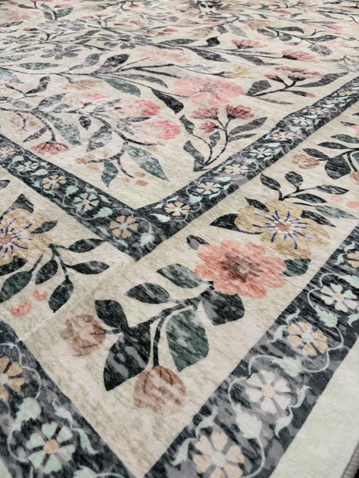 8x10 Area Rugs for Living Room: Floral Washable Rug Vintage Large Soft Boho Non-Slip Carpet Indoor Floor Stain Resistant Carpets for Bedroom Dining Room Farmhouse Nursery Home Office Dark Green customer photo 2