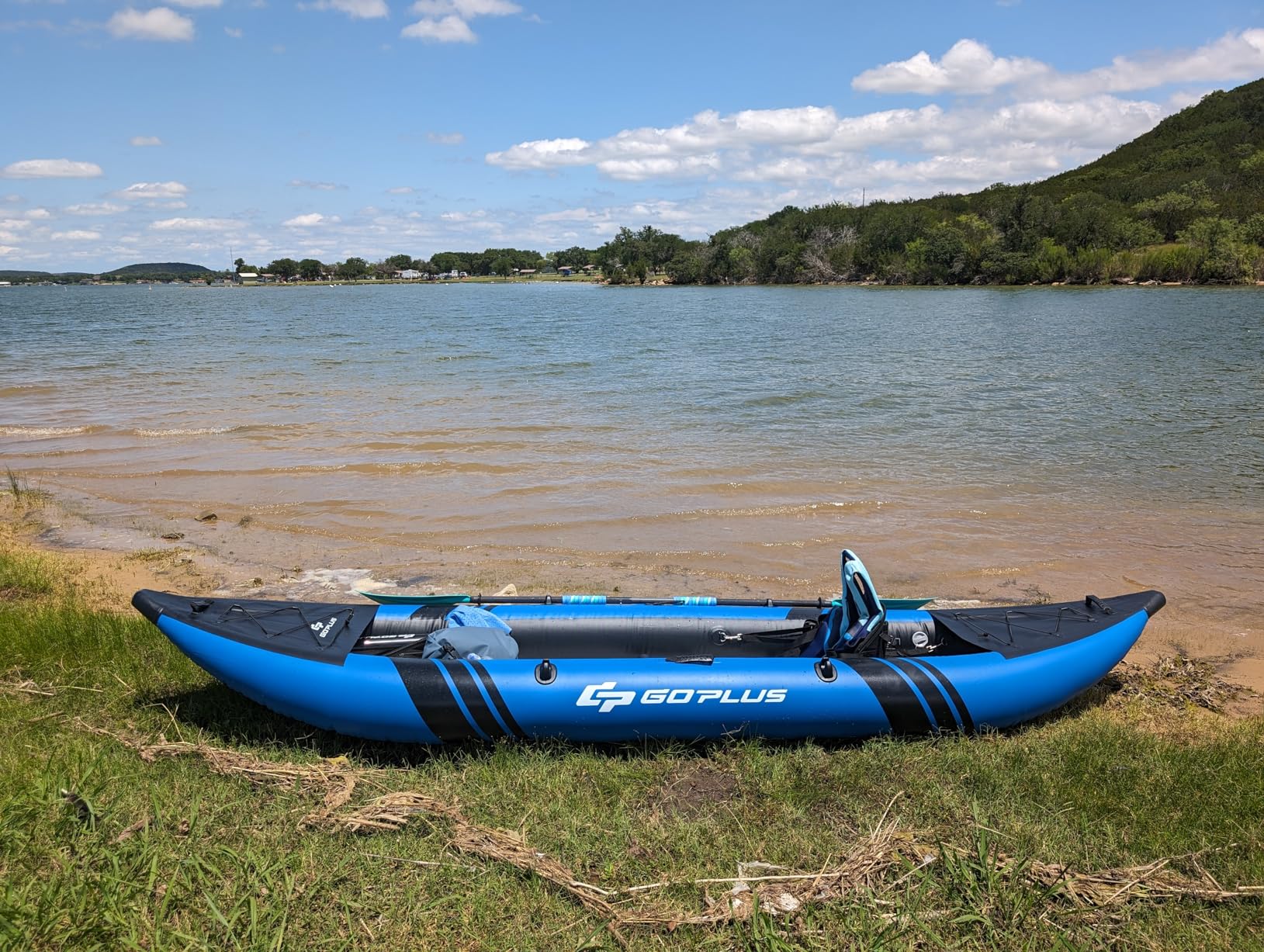 Goplus Tandem Inflatable Kayak, 12.5FT 2-Person Kayak for Adults w/507 LBS Weight Capacity, 2 Aluminium Oars customer photo 1