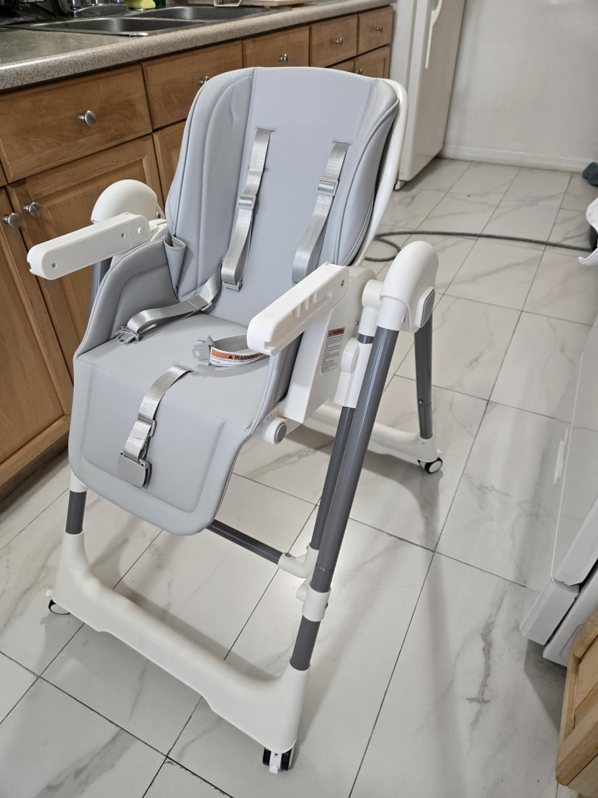 High Chairs for Babies and Toddlers Convert to Baby Rocker Foldable High Chair Adjustable Convertible with Reclining Seat & Leg Rest, 3-in-1 with Tool-Free Assembly (Grey) customer photo 1