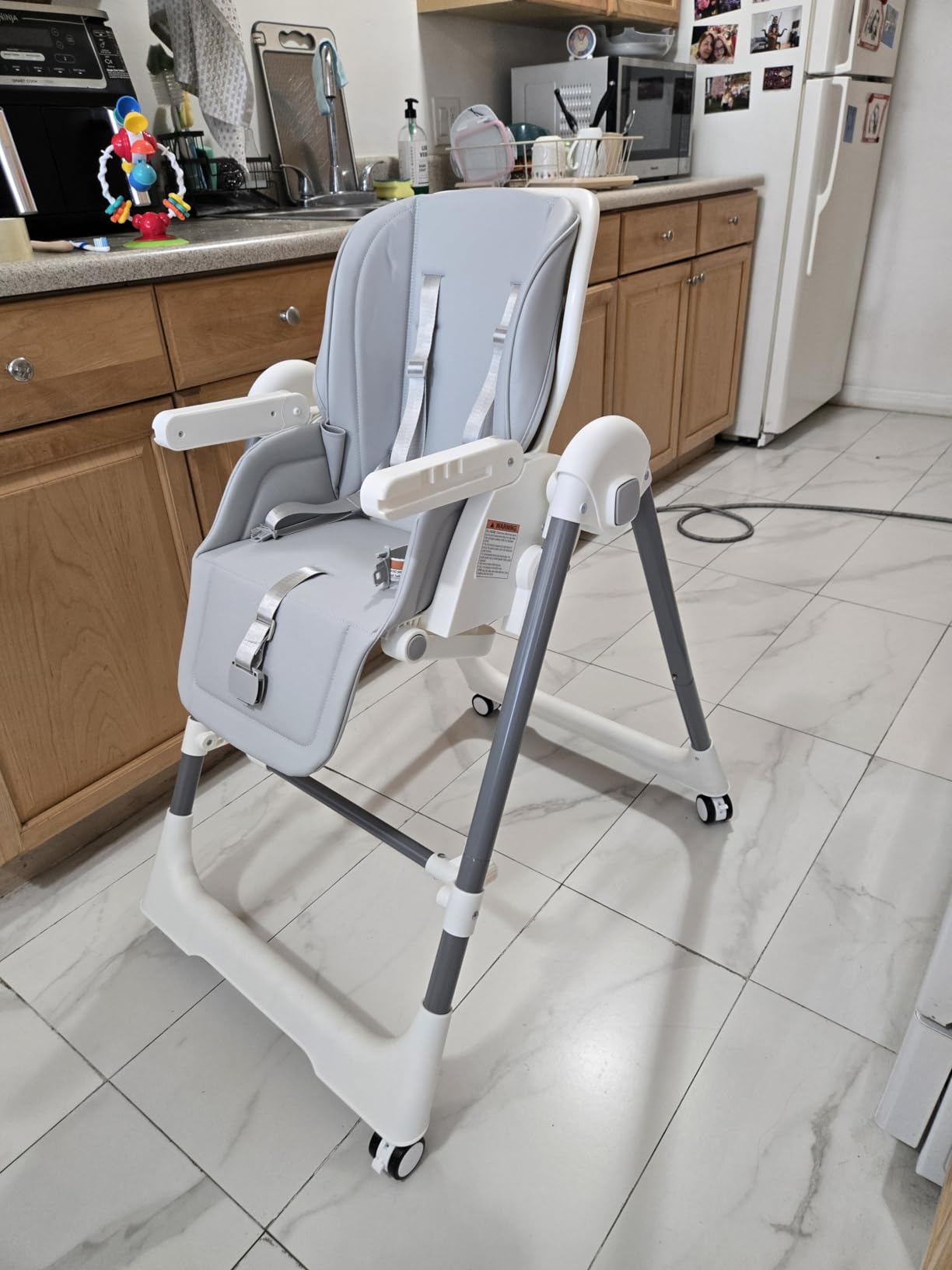 High Chairs for Babies and Toddlers Convert to Baby Rocker Foldable High Chair Adjustable Convertible with Reclining Seat & Leg Rest, 3-in-1 with Tool-Free Assembly (Grey) customer photo 2