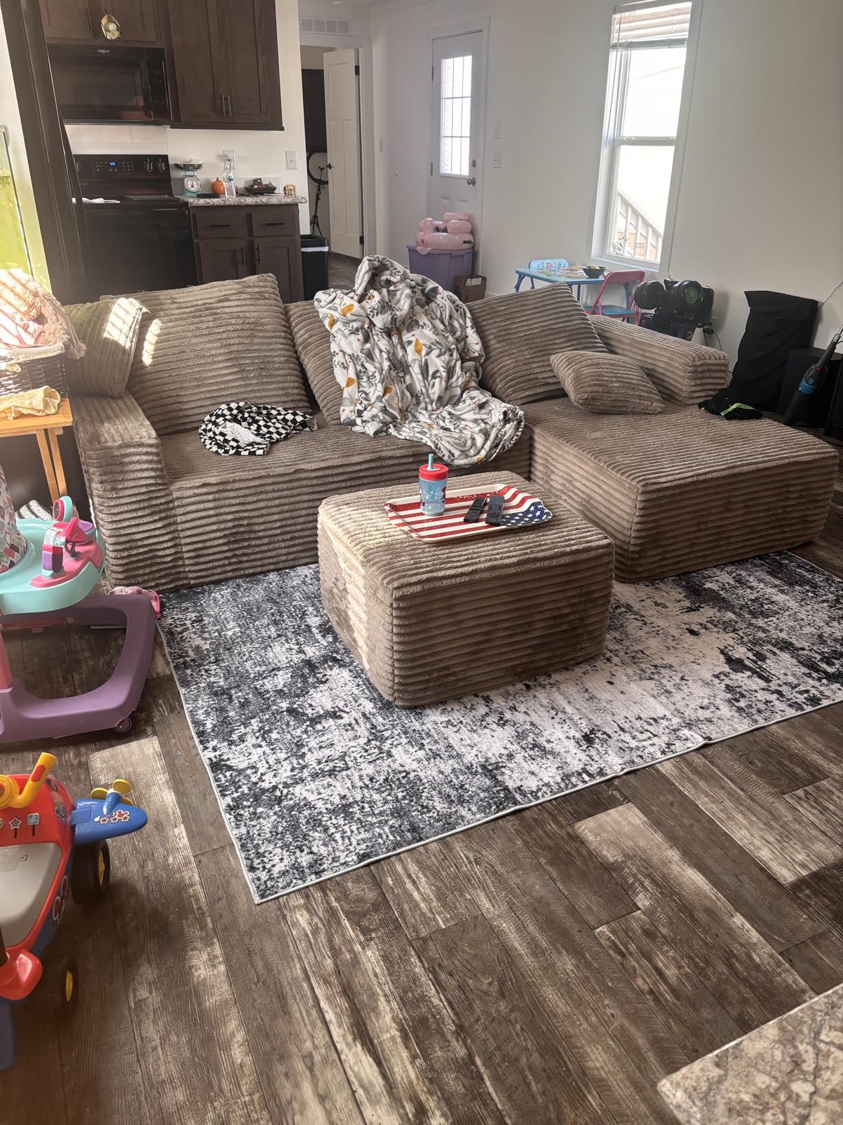 5x7 Area Rug Living Room: Modern Washable Indoor Carpet Black | For Bedroom Dining Room Farmhouse Nursery Hallway Office, Modern Abstract, Machine Washable, Non-Slip, Stain Resistant, Indoor customer photo 2