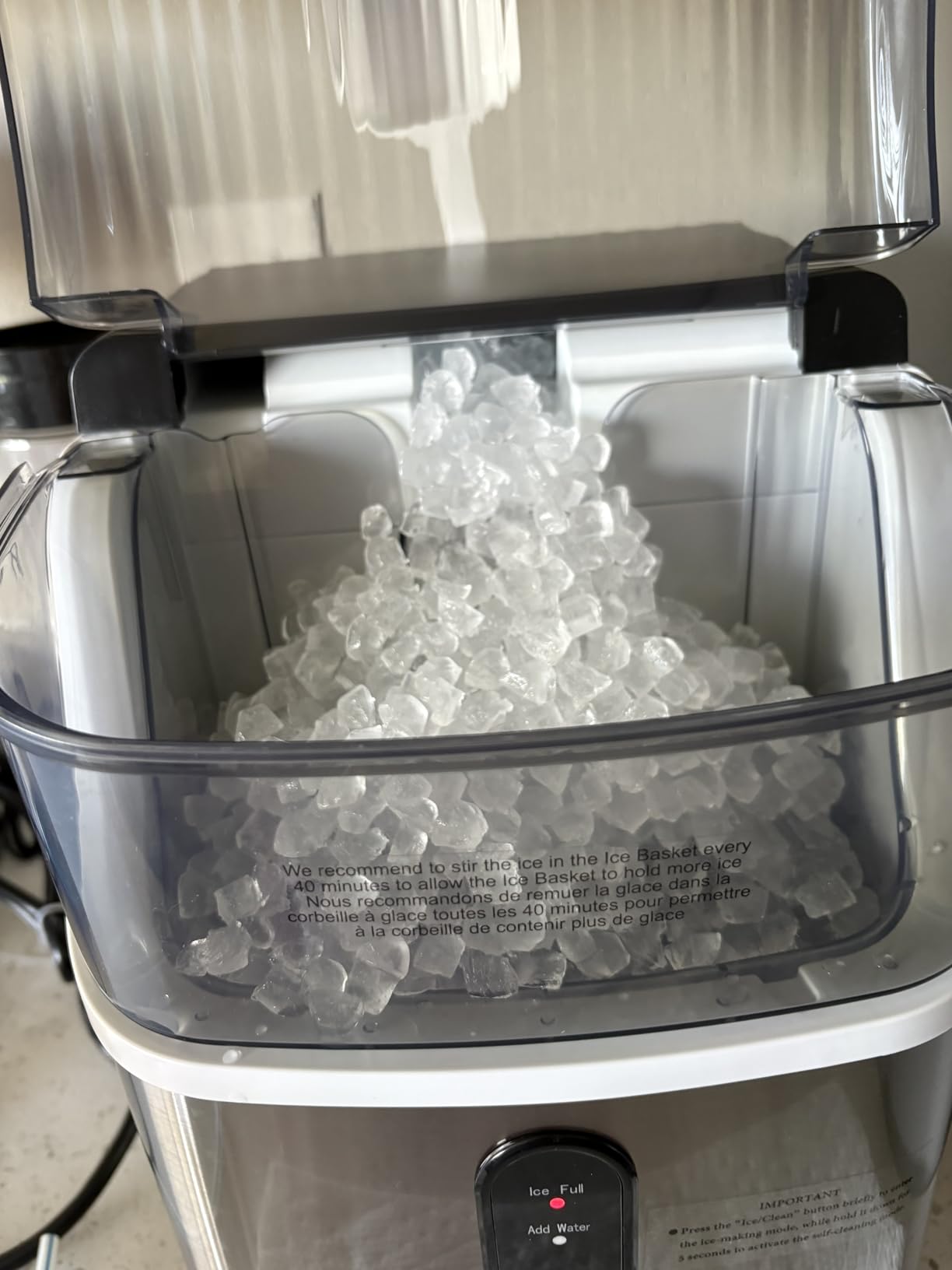 Kismile Nugget Ice Makers Countertop,Portable Ice Machine with Crushed Ice, 35lbs/Day,Self-Cleaning,One-Click Operation for Home Use(Silver) customer photo 2