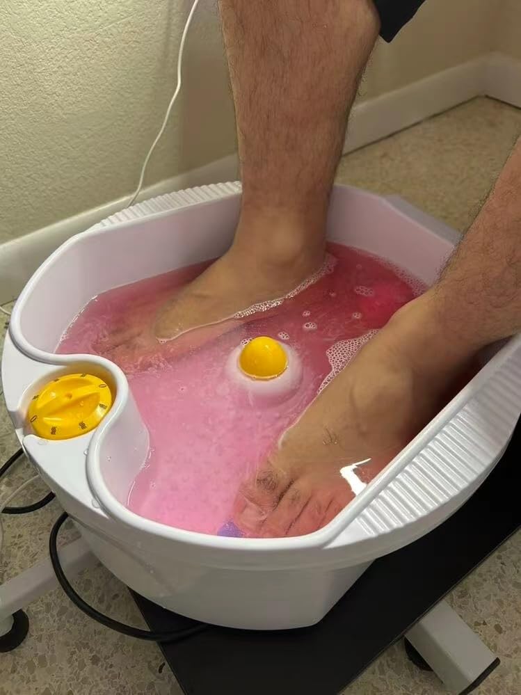 FHFO Pedicure Chair No Plumbing, 360° Swivel Hydraulic Adjustable Reclining Station with Massage Foot Bath & Footrest for Nail Tech, Spa, Salon (Pink) customer photo 2