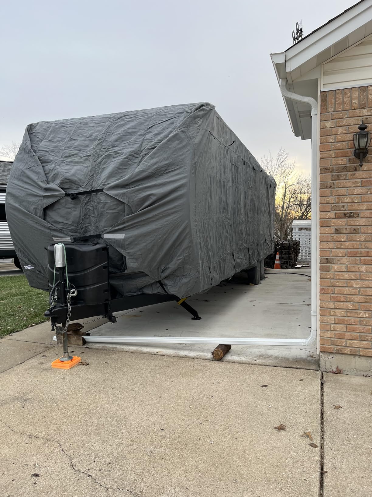 KING BIRD RV Cover, Heavy Duty Snow Protection, Fits 30-33ft Travel Trailers Campers, with Adhesive Repair Patches, Windproof Straps & Tire Covers customer photo 1