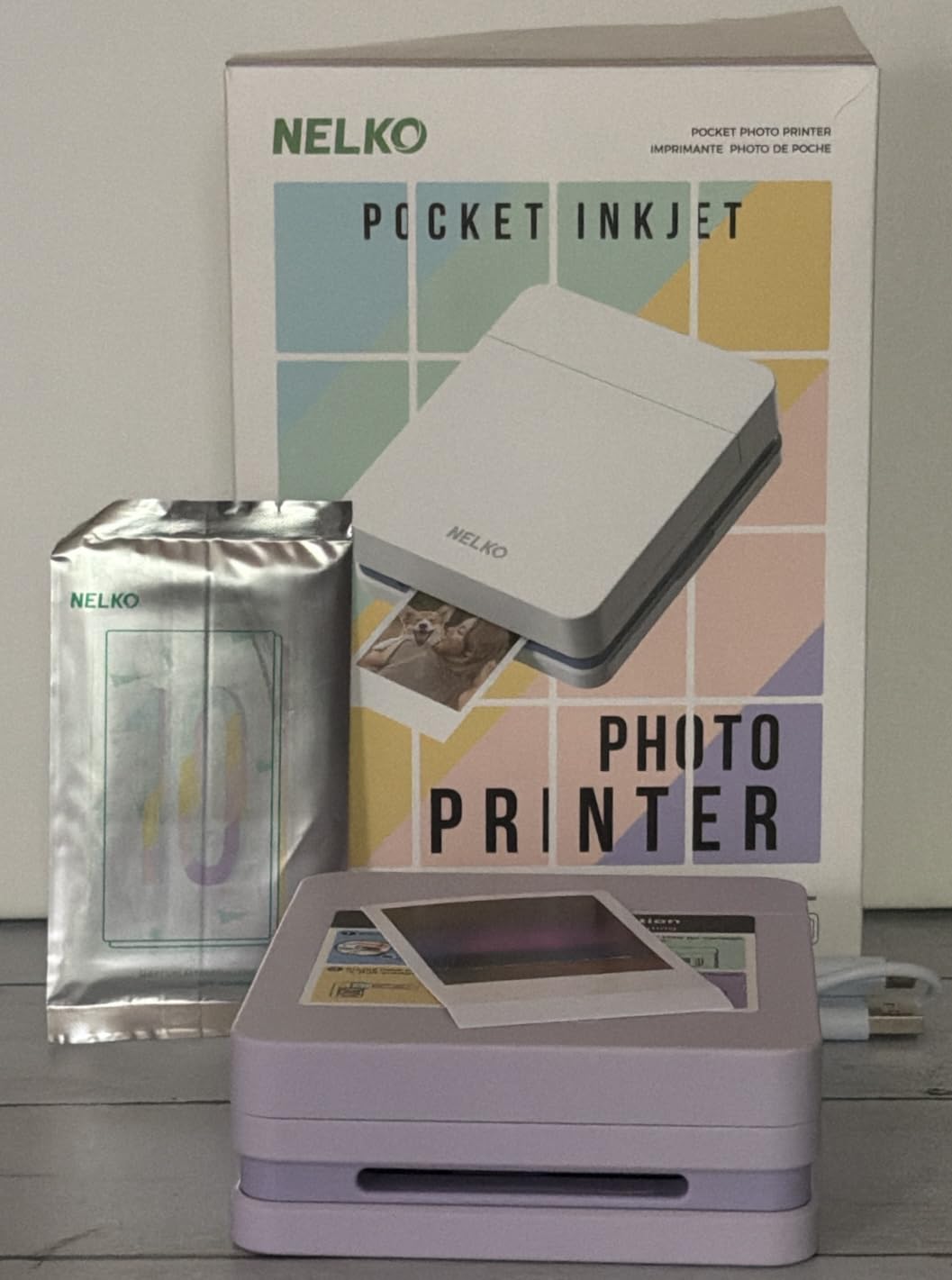 Nelko Photo Printer, 2x3 Portable Wireless Smartphone Printer, PP01 Mini Color Instant Inkjet Printer, Sticky-Back Photos, Bluetooth Compatible with iOS and Android, App Editing, White customer photo 2