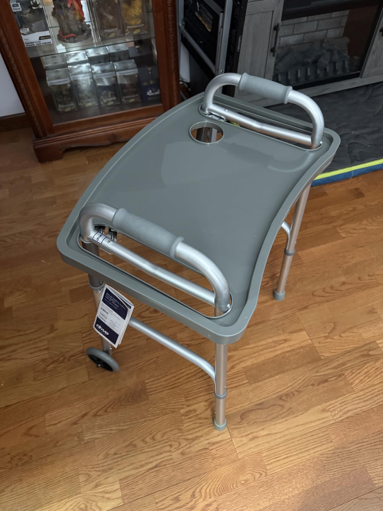 StrongArm Solid Gray Walker Tray with Cup Holder, Tray for Folding Walkers, Food Tray, Walker Accessories, Tray Table for Standard Adult Walkers (Gray) customer photo 1
