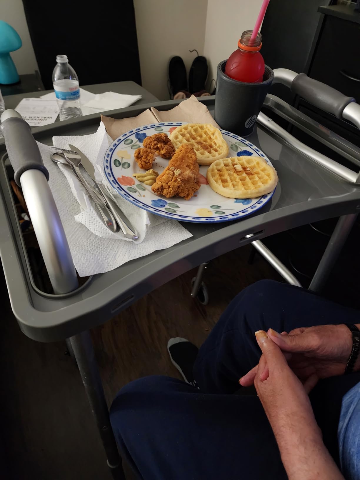 StrongArm Solid Gray Walker Tray with Cup Holder, Tray for Folding Walkers, Food Tray, Walker Accessories, Tray Table for Standard Adult Walkers (Gray) customer photo 2
