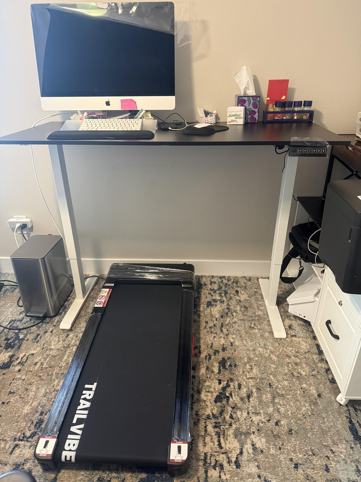 OffiGo 55 Inch L Shaped Electric Standing Desk with Drawers & File Cabinet Sets, Executive Sit Stand Desk, Height Adjustable Computer Desk for Home Office, Writing, Workstation, Walnut+Black customer photo 1