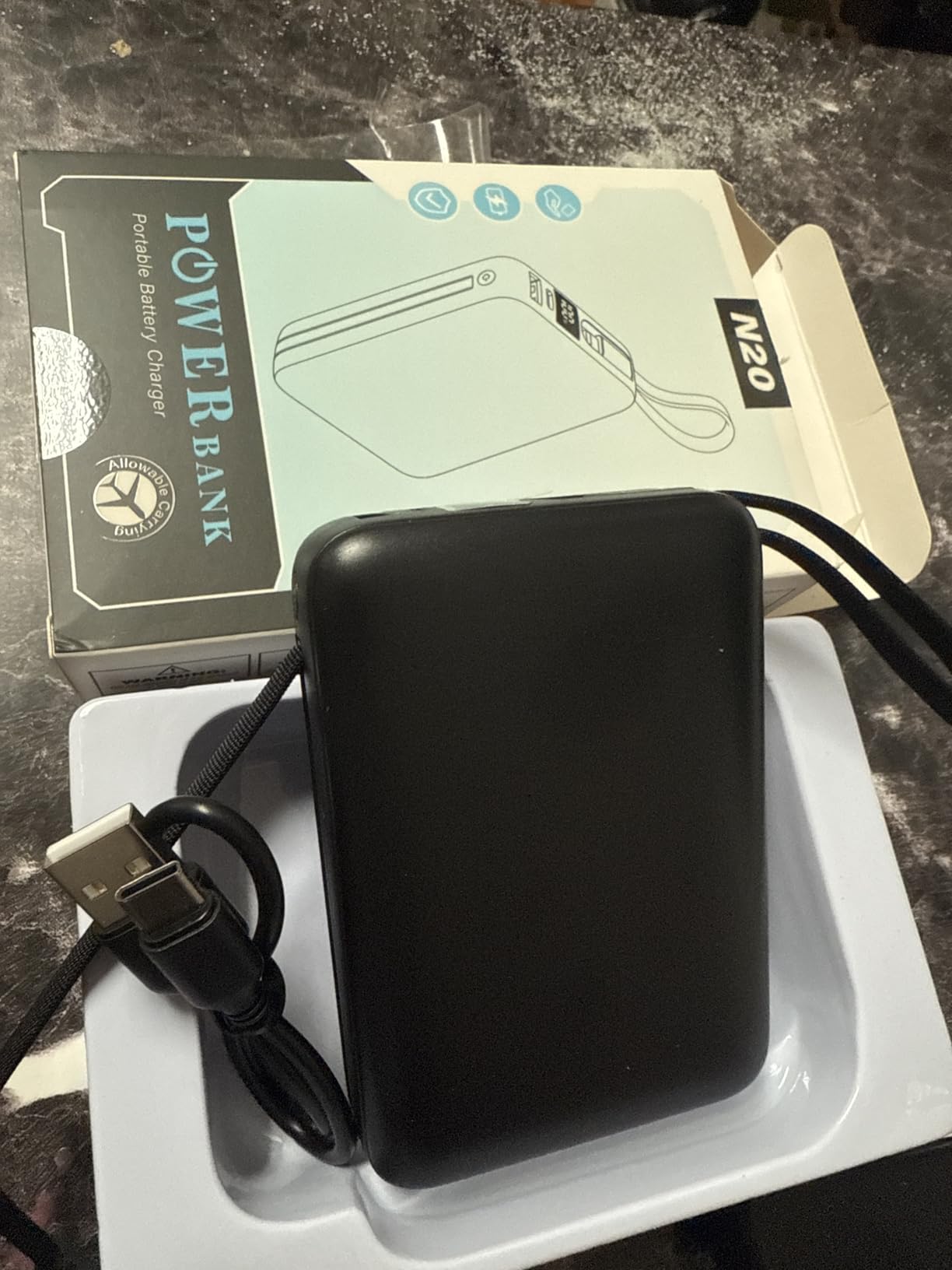 Portable Charger 50000mAh Power Bank,Portable Phone Charger with 2 Built in Cables,22.5W Fast Charging Travel Essentials Battery Pack for iPhone/iPad/MacBook/Android/Samsung Galaxy,Carbon Black customer photo 2