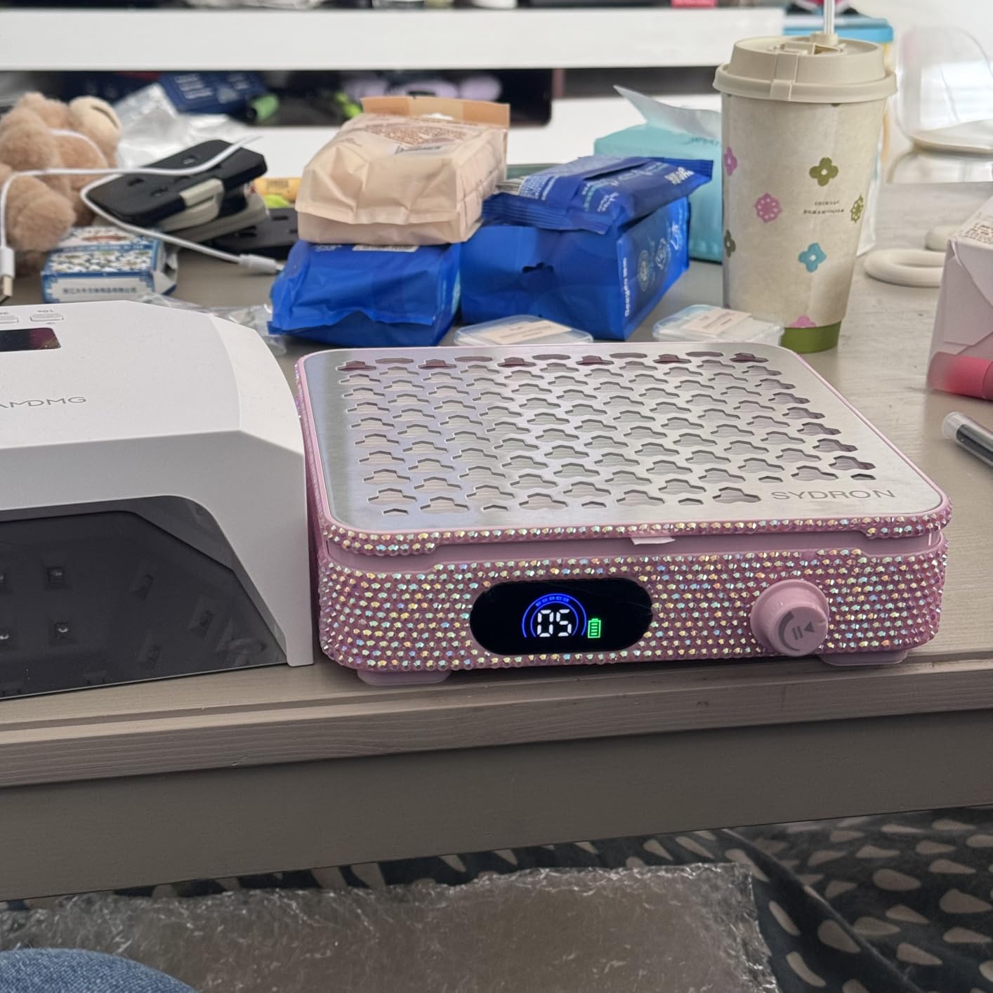 Nail Dust Collector | 1000PA Cordless Nail Dust Collector Nail Tech | 10 Speed Levels | Low Noise & Strong Suction | Reusable Filter, 10 Pads + Nail Dust Brush | for Acrylic Nails, Salon & Home-White customer photo 1