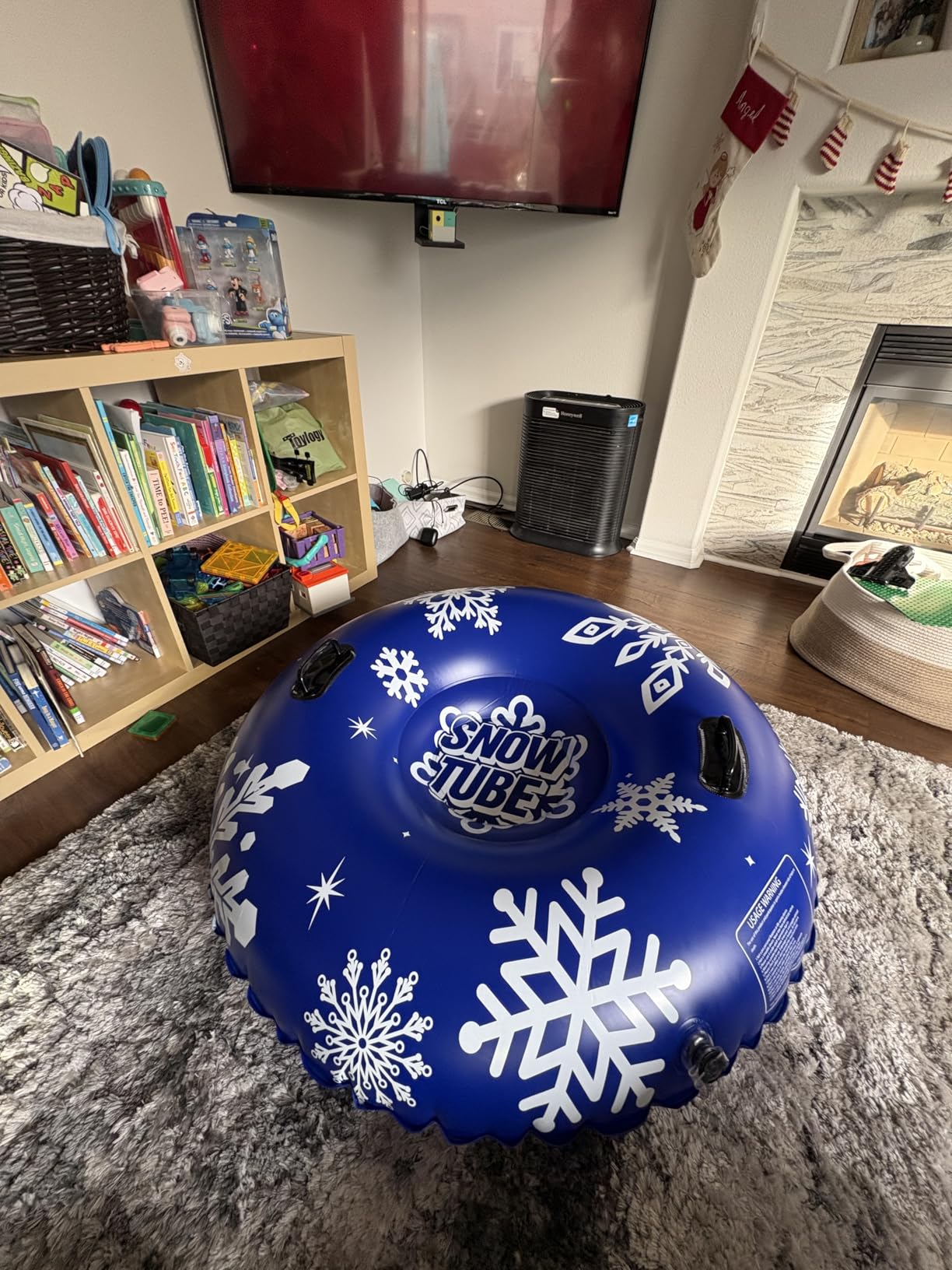 ZMLM Snow Tube, 47 Inches Inflatable Snow Sleds for Kids and Adult, Thickened Heavy Duty Hard Bottom Snow Sled with Handles customer photo 1