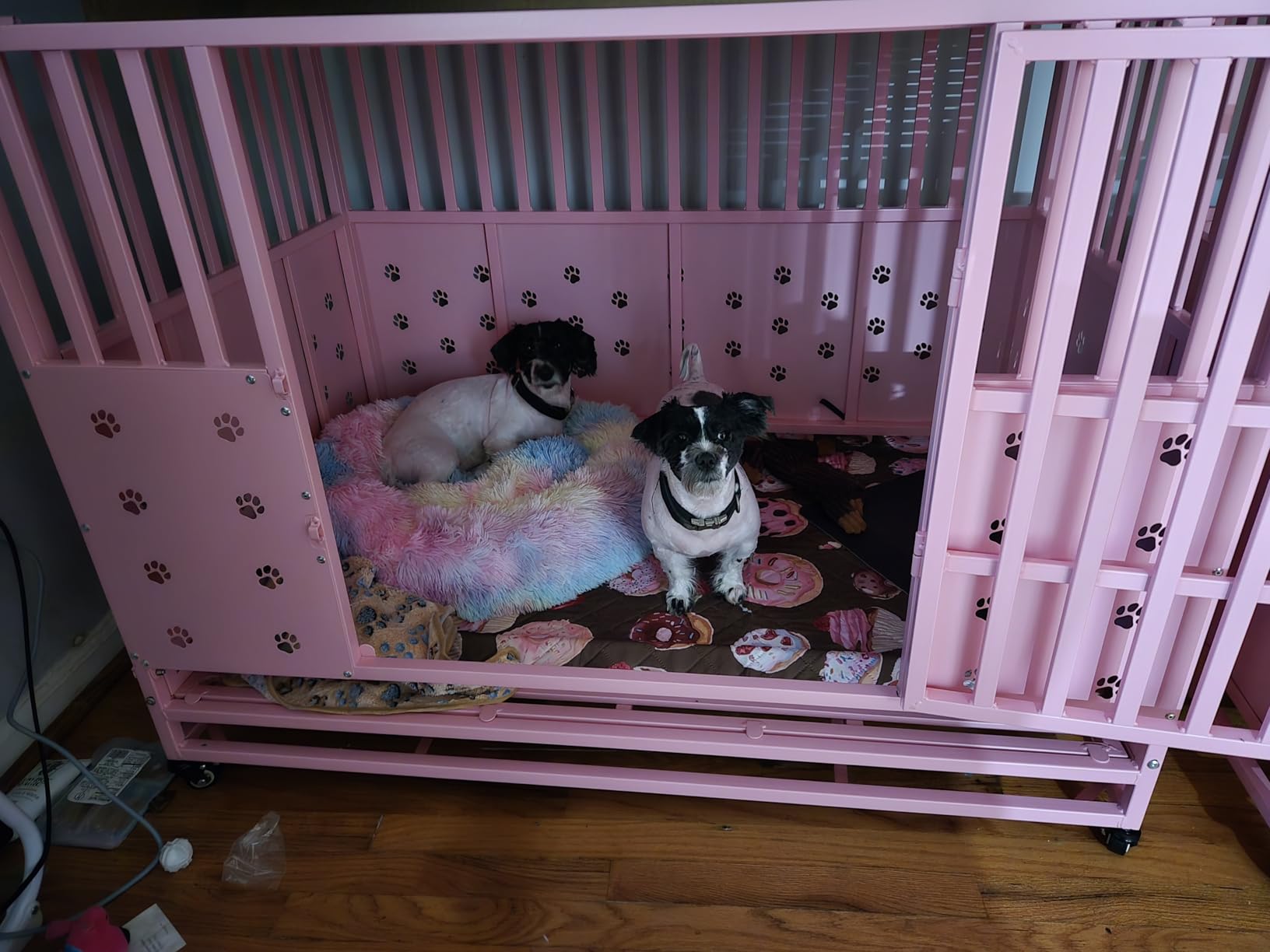 Cammoo 48'' Heavy Duty Dog Crate for Large Dogs, Upgraded Chew-Proof Panels, Comfort-Widened Floor Panel, Dog Kennel Indoor, Adjustable Internal Height, Easy-Access Wide Door, 4 Lockable Wheels customer photo 2