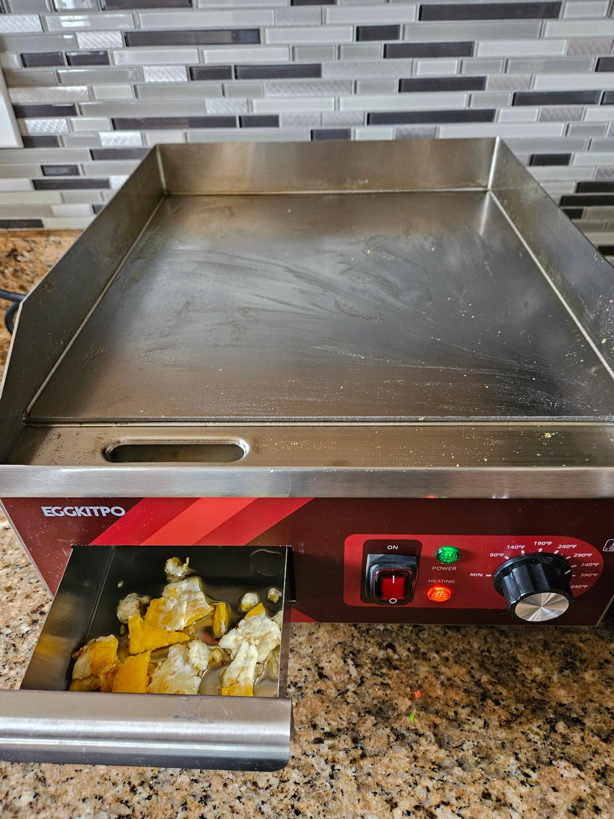 EGGKITPO 36 Inch CSA Certified Commercial Propane/Natural Gas Griddle Manual Controls 90,000 BTU Countertop Flat Top Grill Hot Plate with Independent Knob 3 Burners Teppanyaki Grill for Restaurant customer photo 2