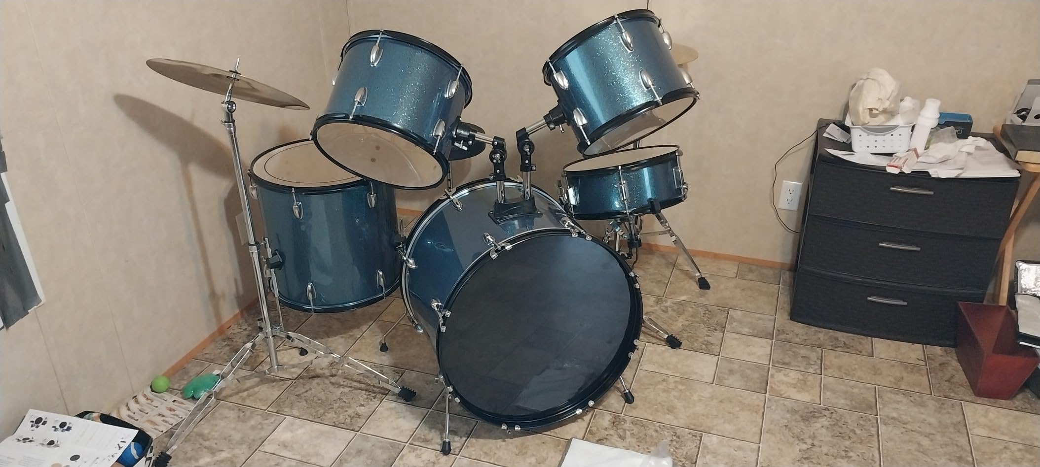 Ktaxon 22 Inch Adult Drum Set, 5-Piece Full-Size Drums Kit with Cymbal Stands, Hi-hat Stand, Sticks, Drum Pedal, Stool & Floor Tom for Beginner Teens Student (Champagne) customer photo 2