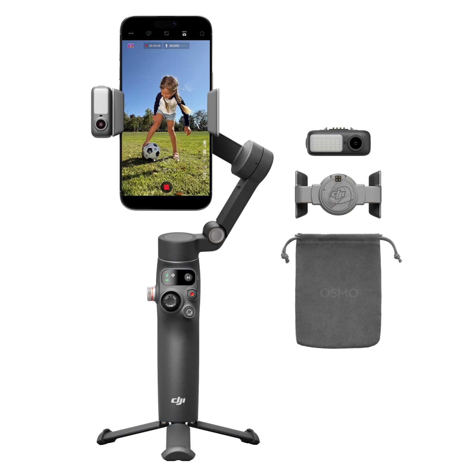 DJI Osmo Mobile 8 Advanced Tracking Combo Gimbal Stabilizer for Phone, AI Native Tracking with Audio & Lighting, 360 Pan Rotation, Built-in Extension Rod & Tripod, 10h Battery, Extension Rod customer photo 1