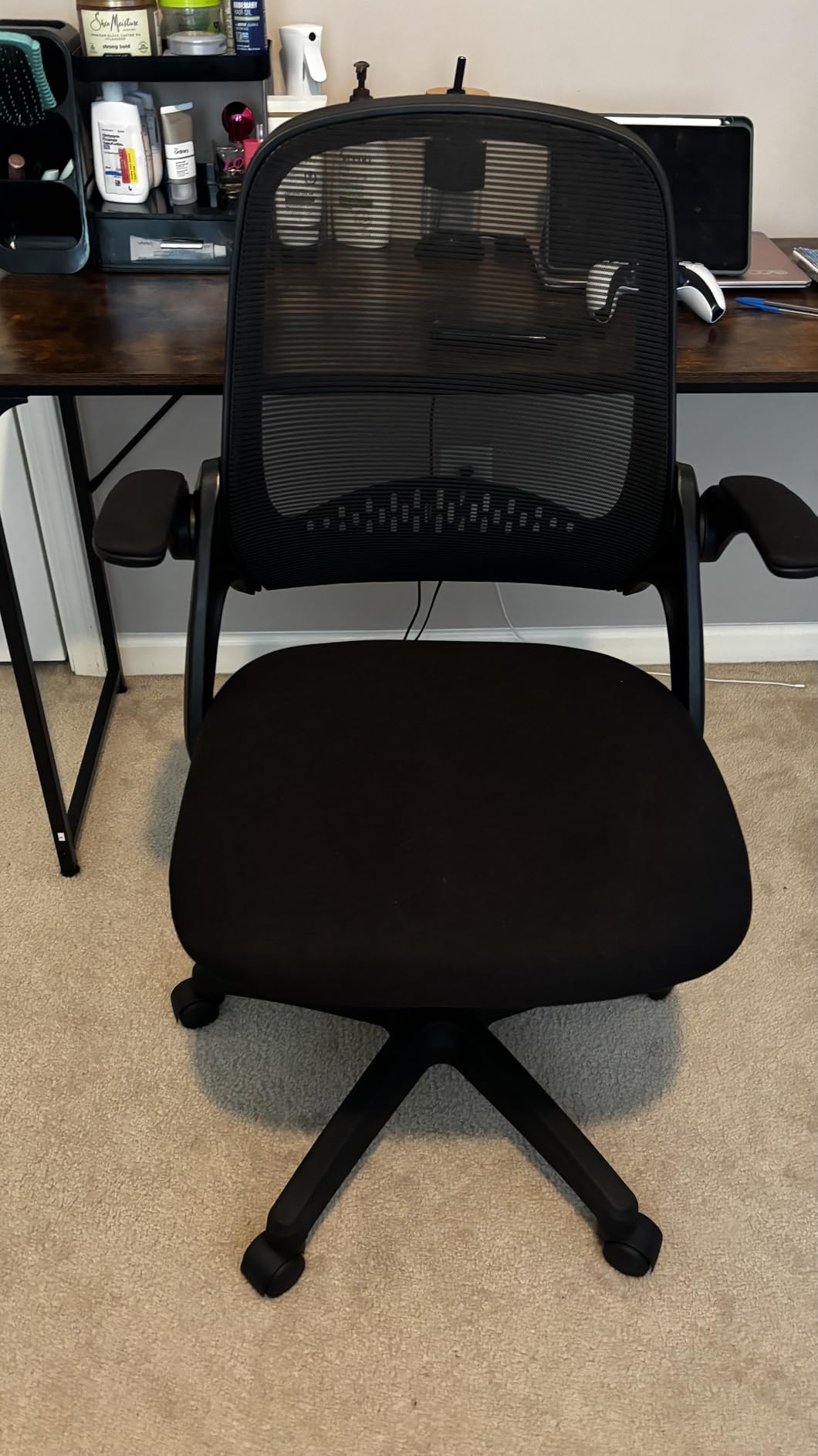 NEO CHAIR Office Desk Gaming Ergonomic Computer Chair with Lumbar Back Support Adjustable Height Swivel Rolling Wheels Flip-up Arms Mesh Chair for Home Vanity, Ivory customer photo 2
