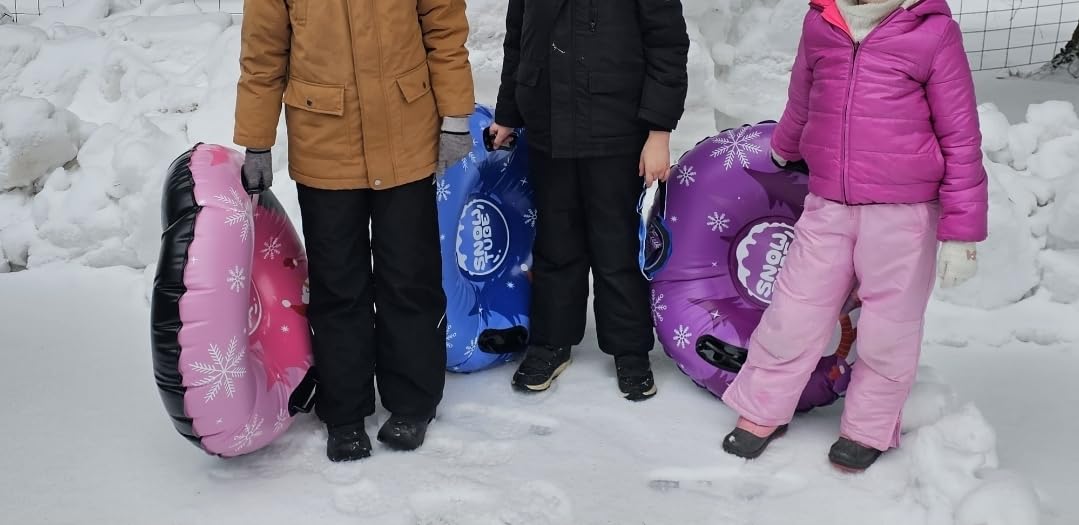 Snow Tube, 36'' 3Packs/4Packs Snowman Snow Tubes for Kids & Adults, Durable Cold-Resistant PVC Inflatable Snow Sled, Heavy-Duty Hard Bottom & Handles customer photo 1