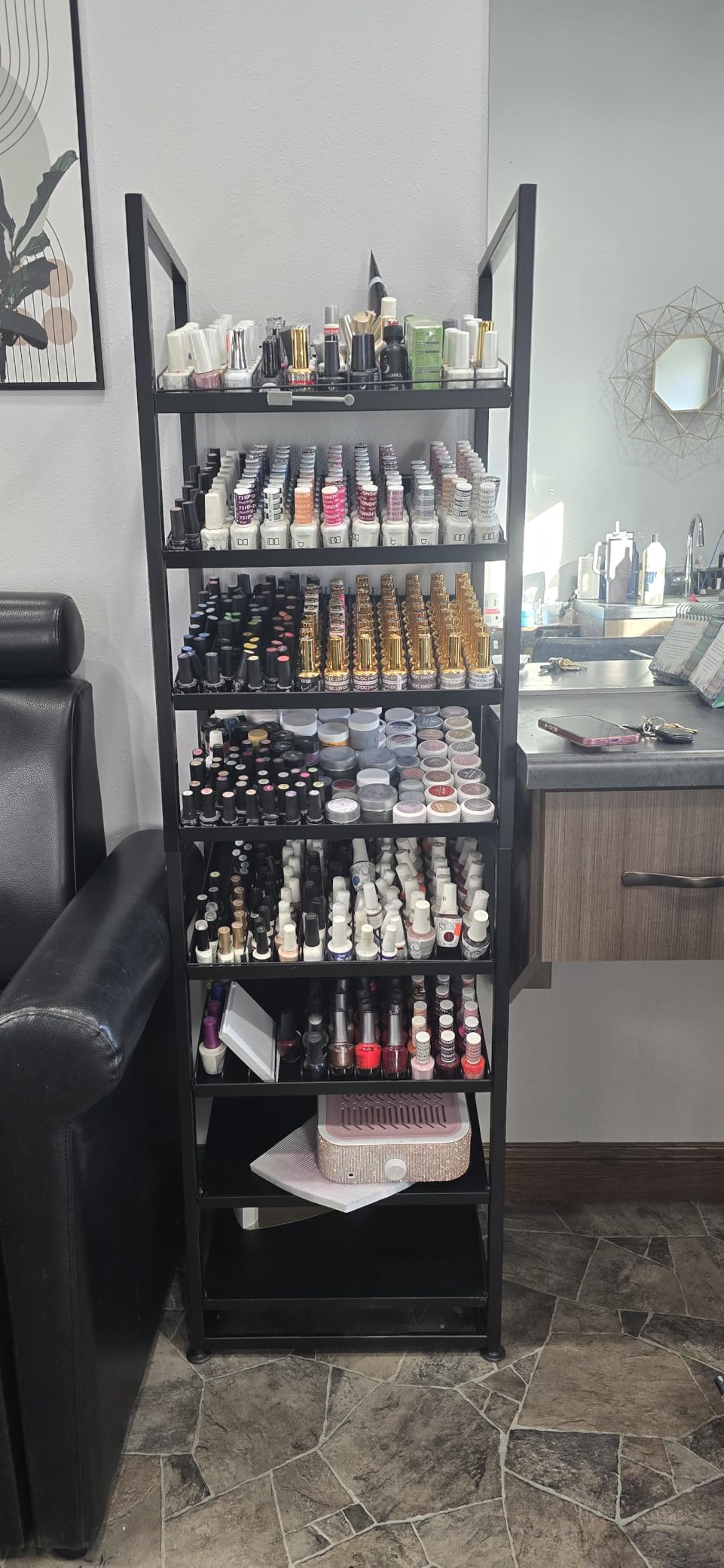 Nail Polish Organizer - 8 Tier Tilting Nail Polish Bottle Metal Shelving, Extra Large Capacity for Essential Oil Storage Suitable for Nail Salon Beauty Salon Retail Store Black customer photo 2