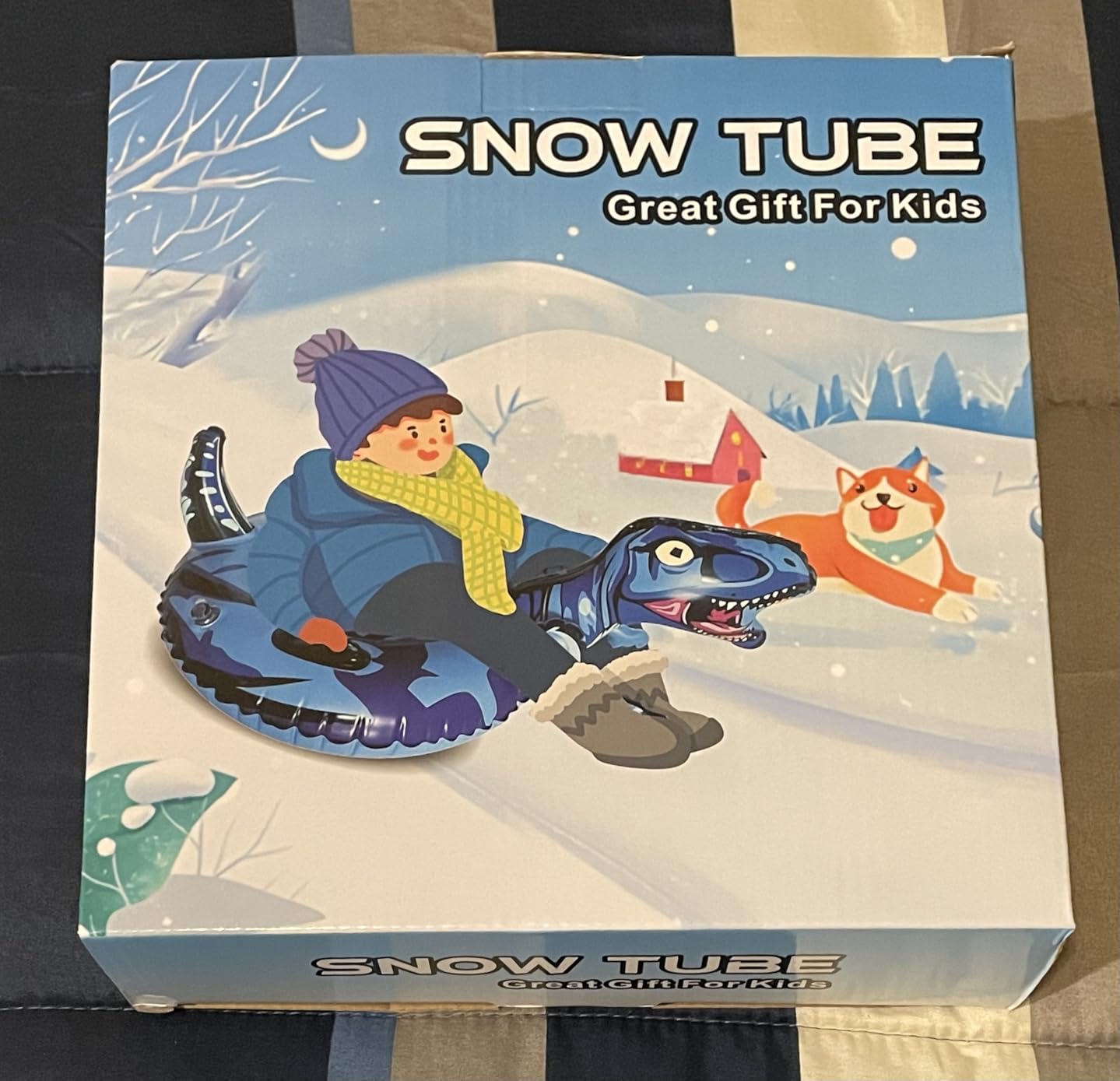 Dinosaur Snow Tube, Inflatable Snow Tube Snow Sled for Kids & Adults, Sledding Heavy Duty Reinforced Double Layers Bottom customer photo 1