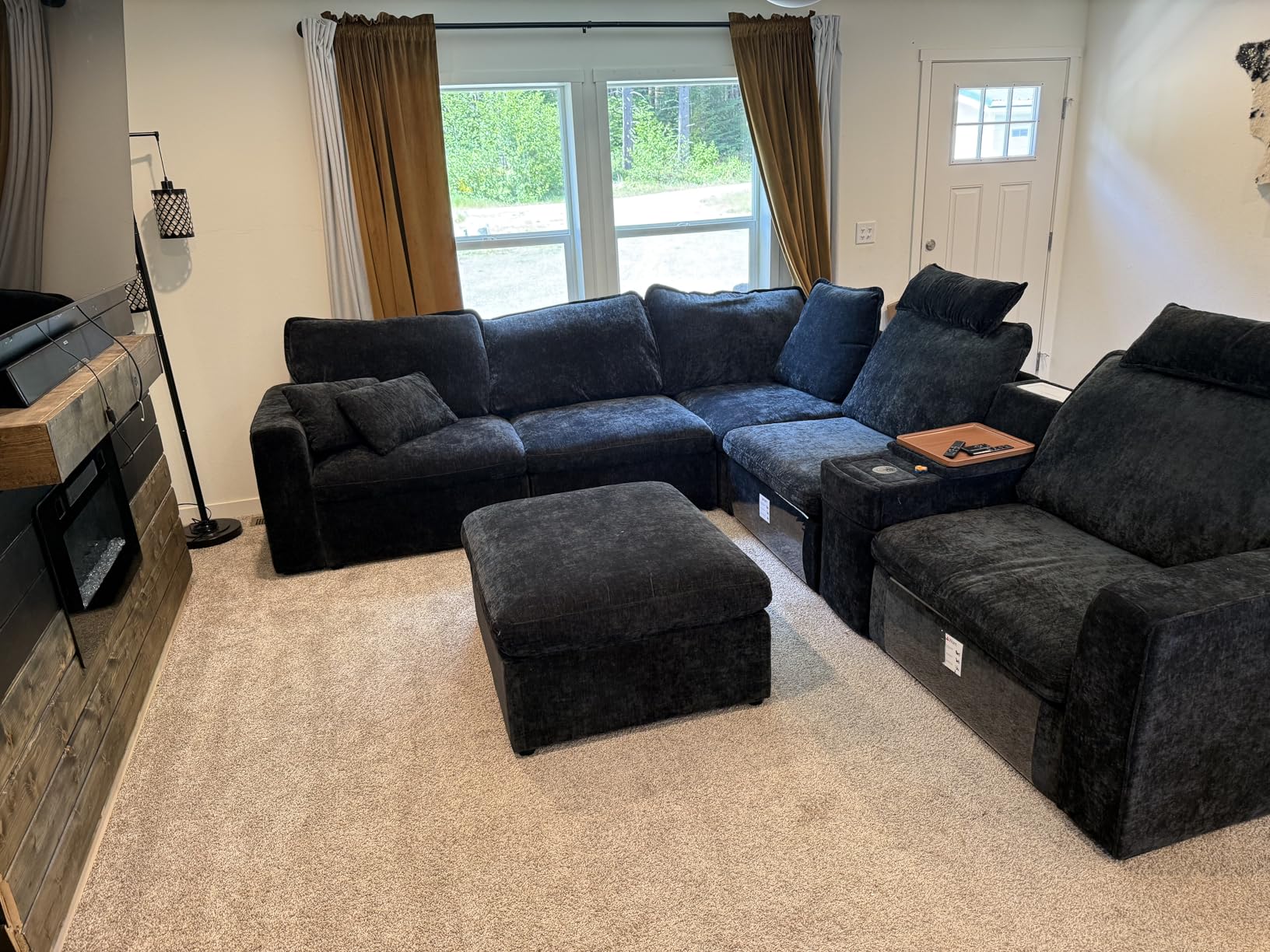 Oversized Modular Sectional Sofa with Double Power Recliner, Cloud Reclining Couch with Headrest, Storage Drawer Charging Cup Holders, Deep L-Shaped 6 Seater with Corner, Chenille, Grey customer photo 1
