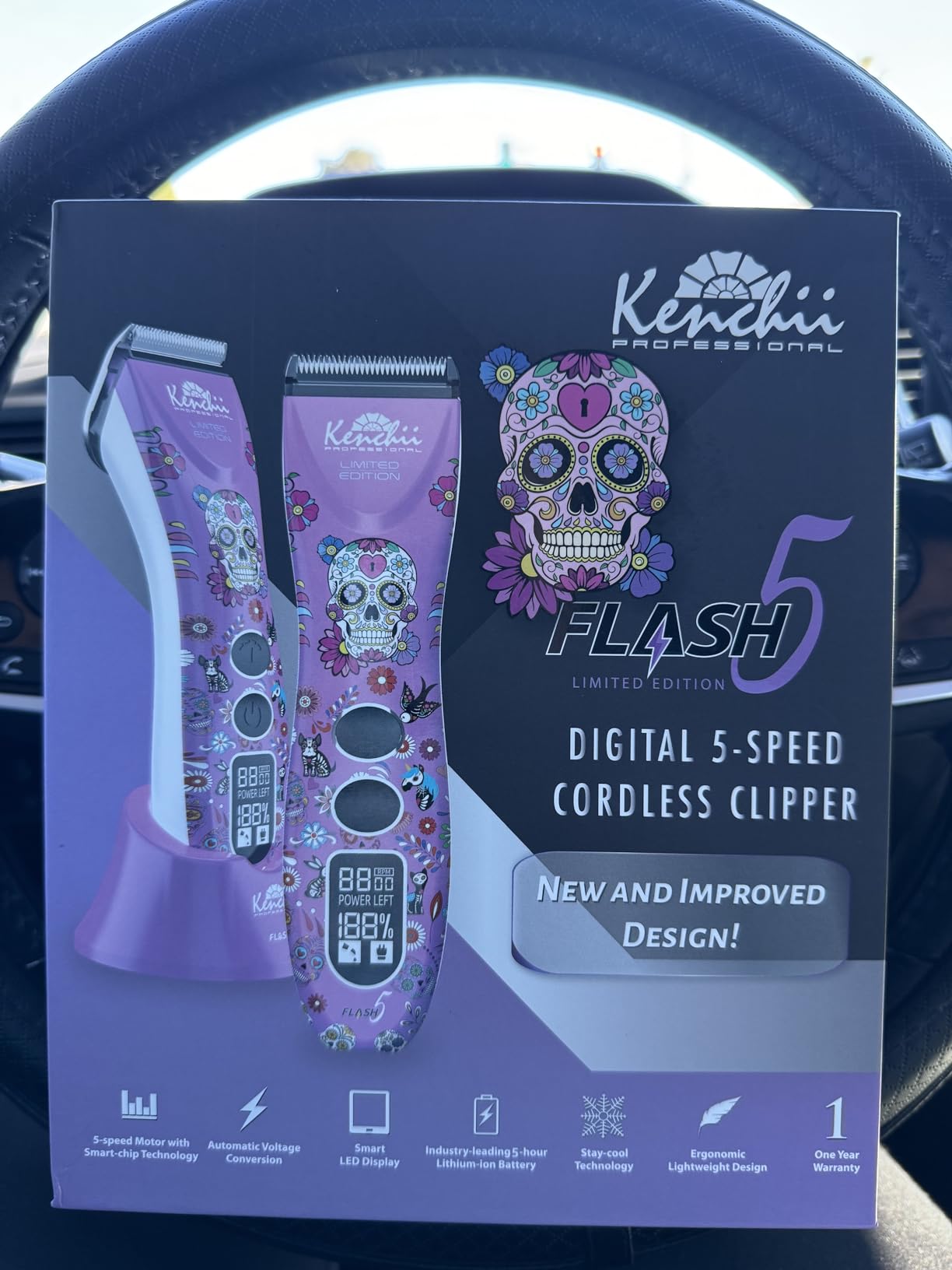Kenchii Flash 5 Professional Dog Grooming Clippers, Cordless 5-Speed Pet Hair Trimmer for Thick Coats & Matted Fur, Quiet Heavy Duty Clipper, 5-in-1 Adjustable Blade, LCD Display, USB-C (Wolf Edition) customer photo 1