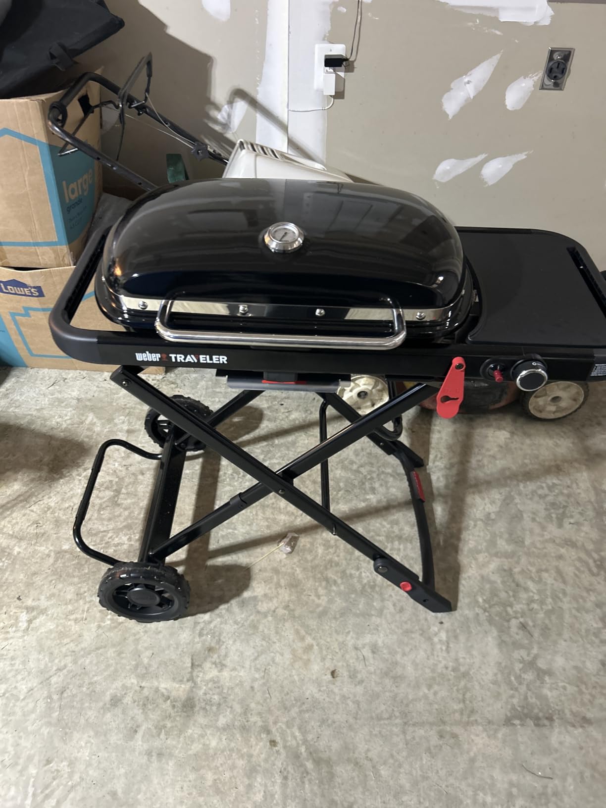 Weber Traveler Compact Portable Gas Grill (Liquid Propane) for Outdoor Cooking - Black, Porcelain-Enameled Lid, Side Table, Folding Portable Grill with Wheels for Camping, Tailgating & Travel customer photo 1