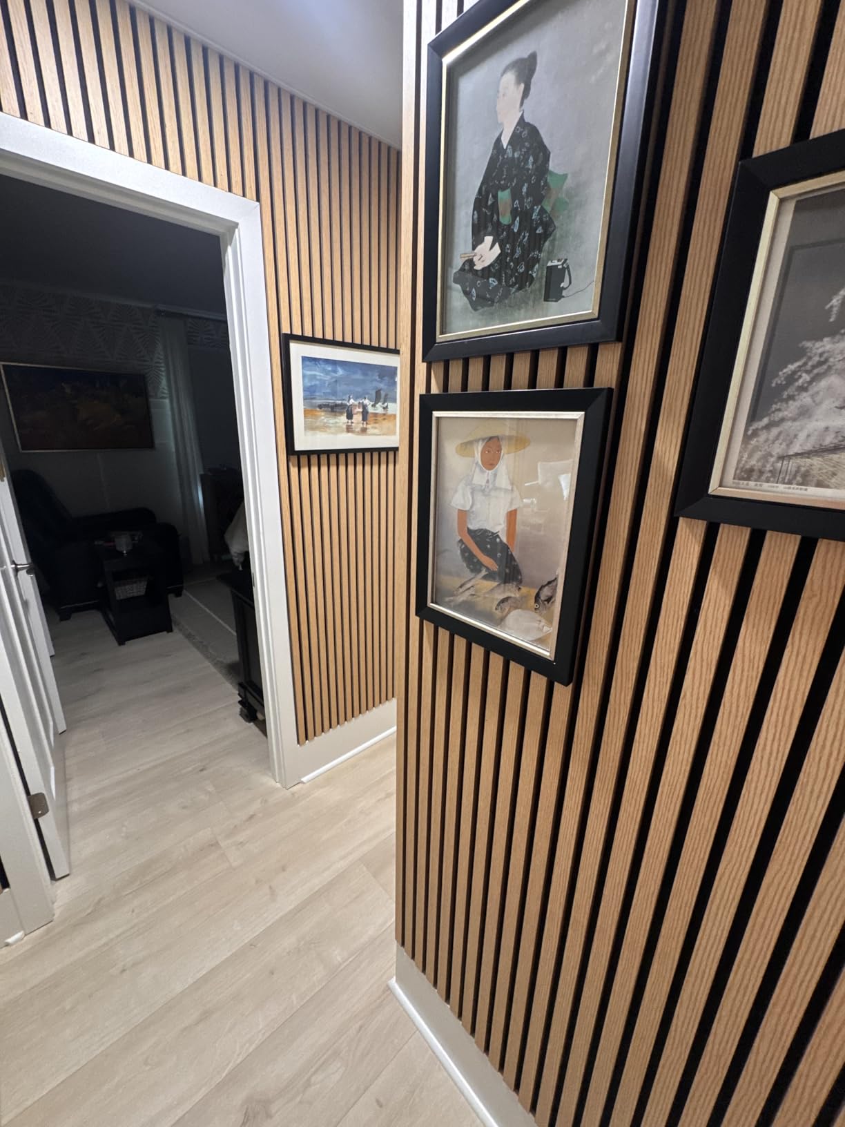 Art3d 6-Piece Wood Slat Acoustic Panels for Stylish Decor and Noise Reduction, 3D Textured Panel for Ceiling and Wall, Walnut customer photo 1