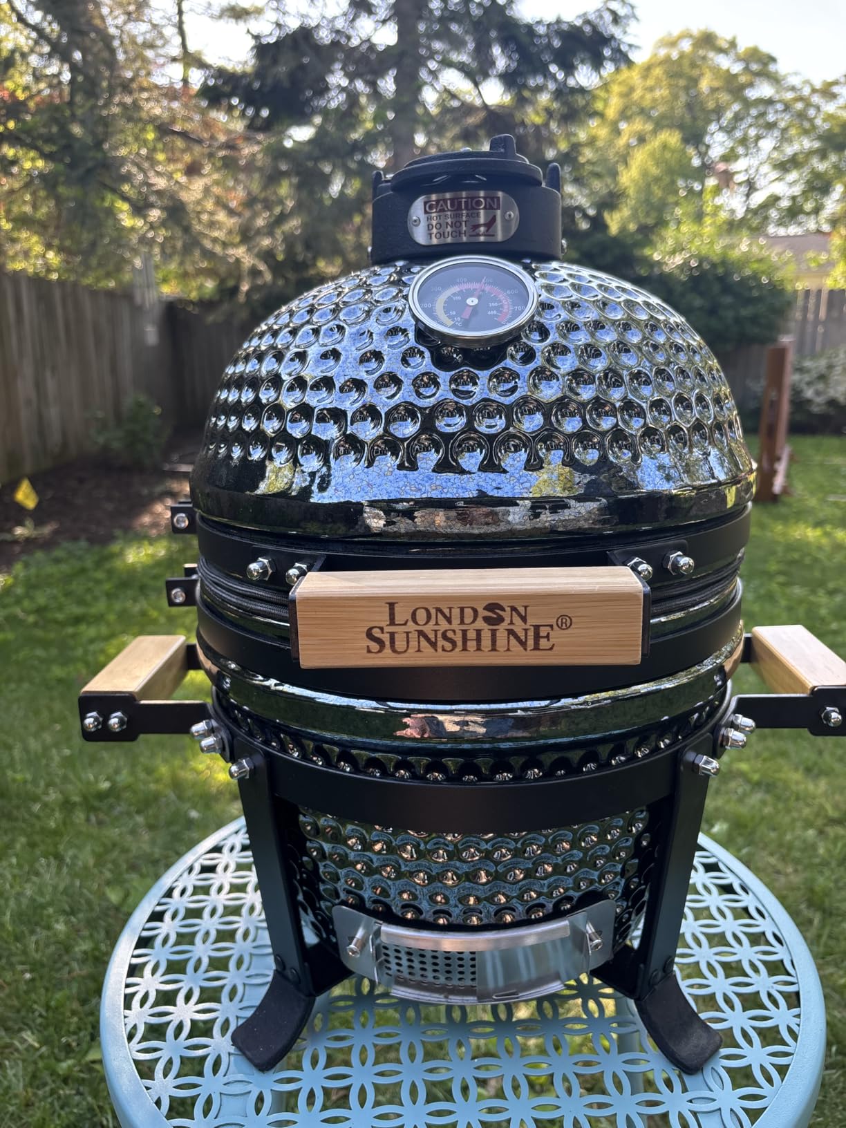 Upgraded 13 inch Ceramic Kamado Grill with Waterproof Air Vent Cap | Portable Tabletop Charcoal BBQ Grill Smoker for Outdoor Cooking, Patio, Camping | Green customer photo 1