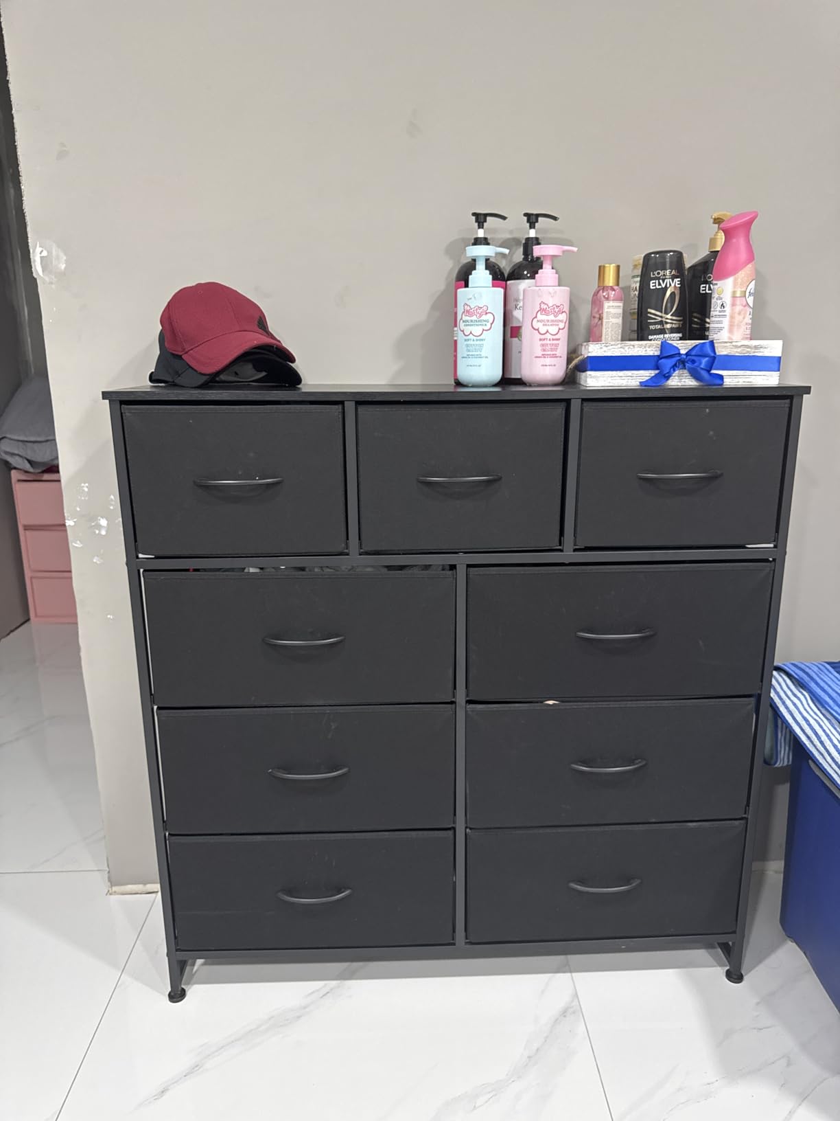 DUMOS 8 Drawer Dresser for Bedroom, Fabric Storage Organizer with Sturdy Metal Frame, Wooden Top Chest of Drawers for Closet Entryway Guest Room, Grey customer photo 1