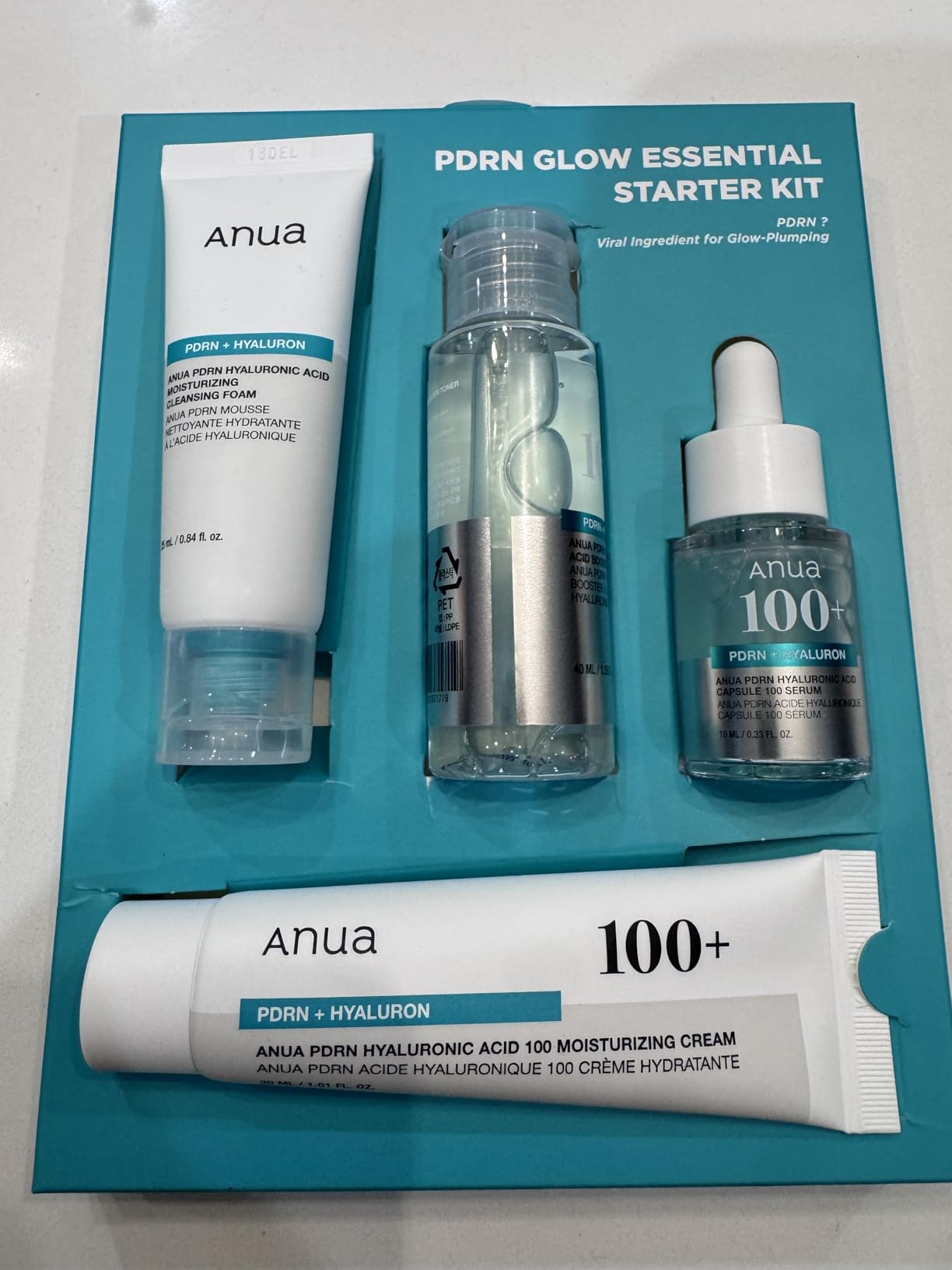 Anua Salmon DNA PDRN Glow Essential Starter Kit, Hyaluronic Acid Skincare Set, Glass Skin Routine with Firming & Hydrating Cleanser, Toner, Serum & Cream, Mini Travel Essentials, Korean Skincare Gift customer photo 2