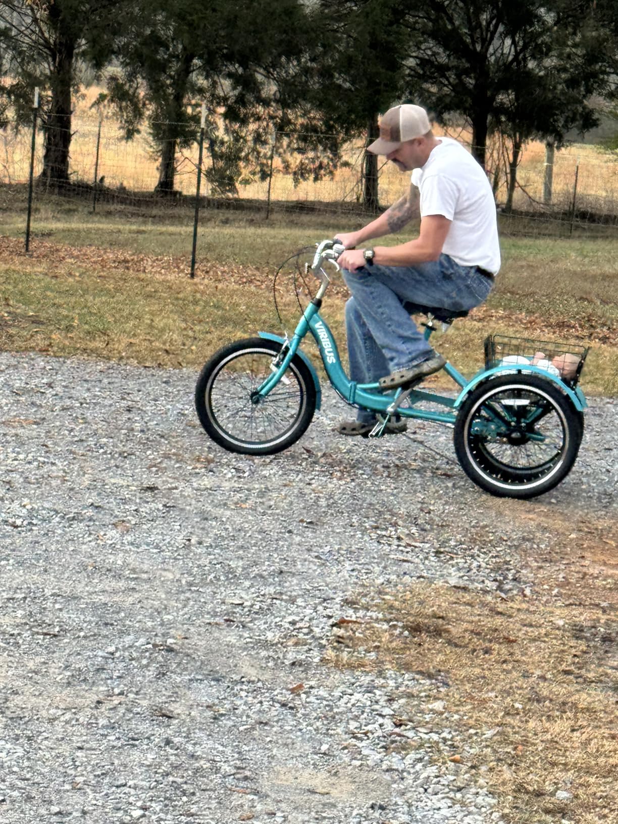 VIRIBUS Folding Tricycle for Adults, 20 inch Foldable Adult Tricycle 1 or 7 Speed Speed with Basket, Folding 3 Wheel Bikes for Adults Senior Women Men, Collapsible Mini Trike, Three Wheeler 330lb. customer photo 1