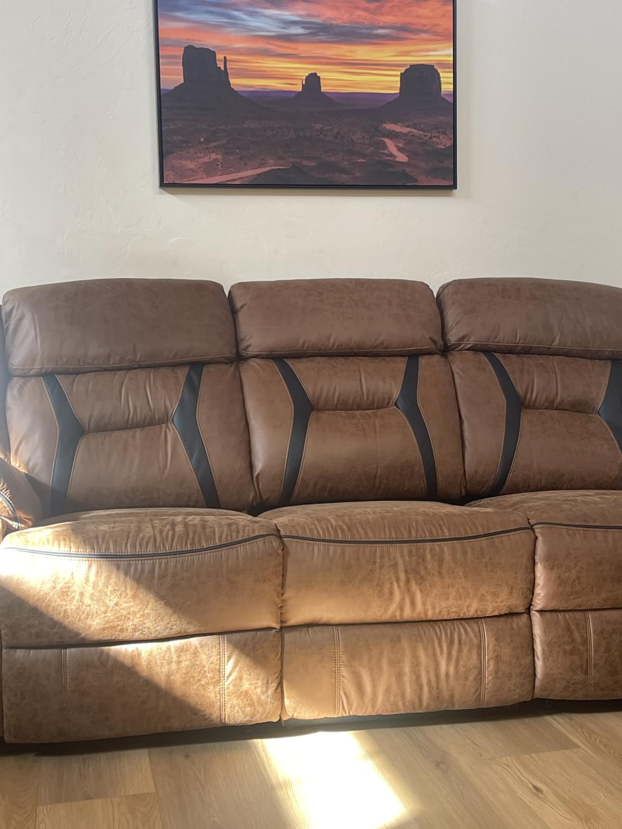 EBELLO Manual Reclining Sectional Sofa for Living Room, L-Shaped Sectional Corner Reclining Sectional Couches Home Furniture Set with Center Console, Hidden Cup Holders and Storage, Dark Brown customer photo 1