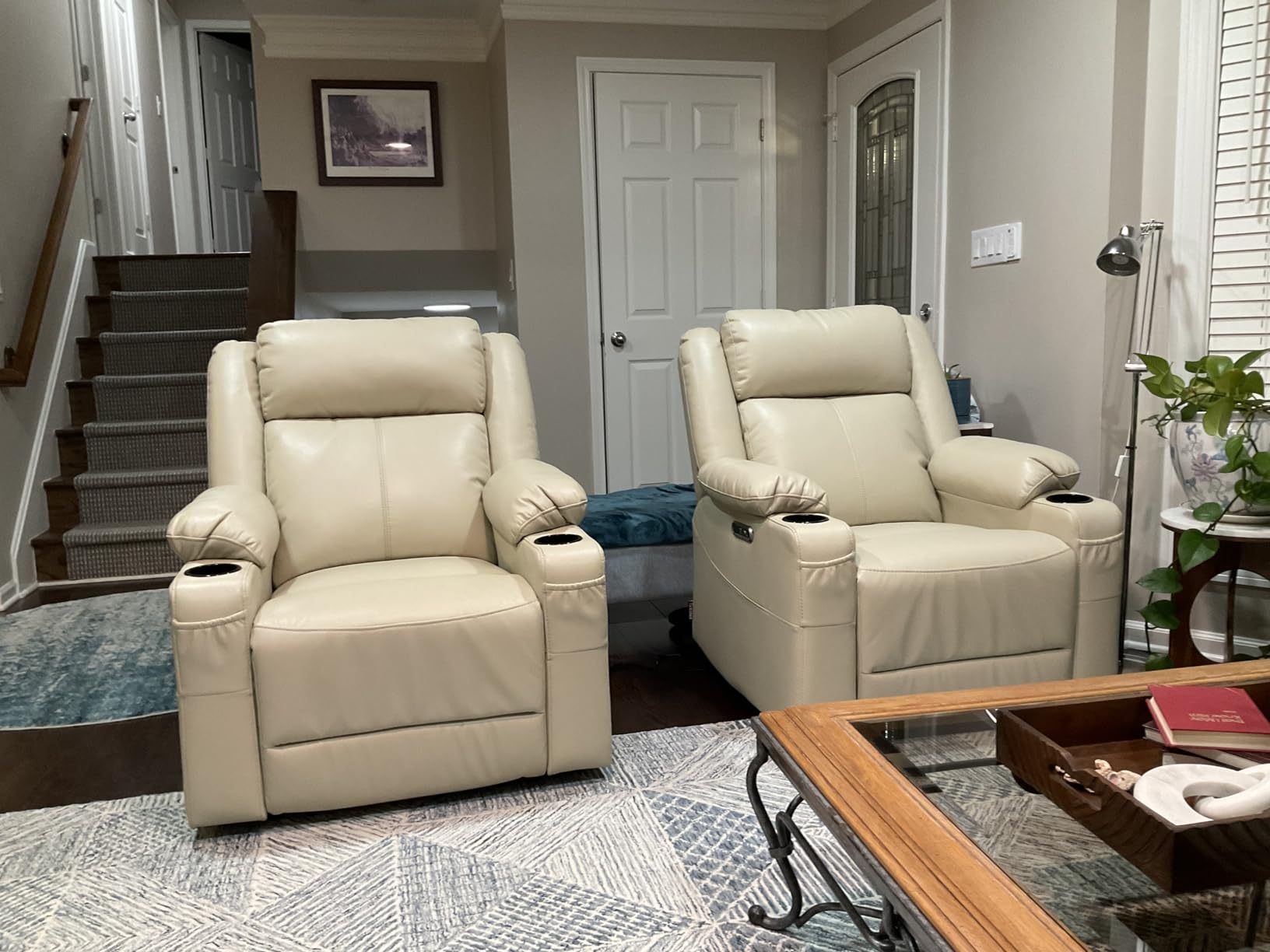 EONIX Wall Hugger Recliner for Small Space, Real Zero Clearance Power Recliner, Lazy Boy Recliner Chair with Cup Holders for RV, Living Room, Bedroom, SXXY011990, Cream White customer photo 2