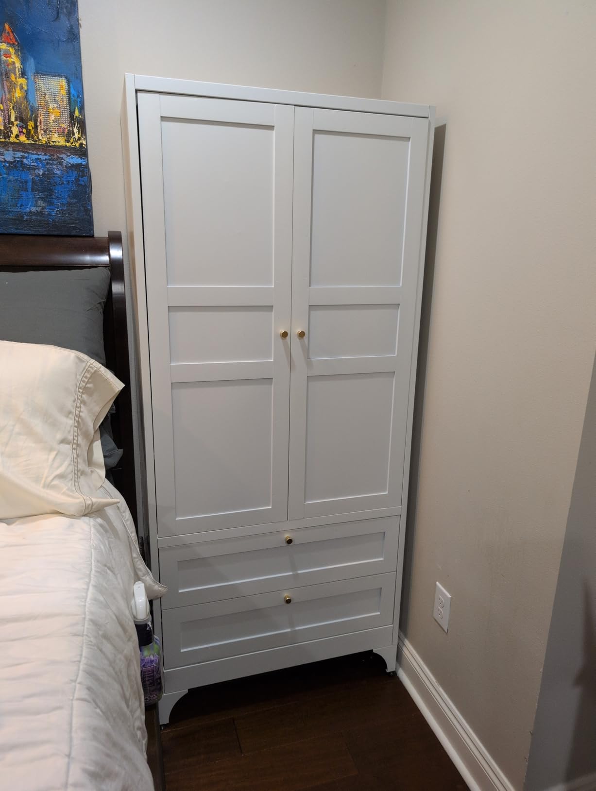 Letaya Metal Armoire Wardrobe Closet with 2 Drawers,18