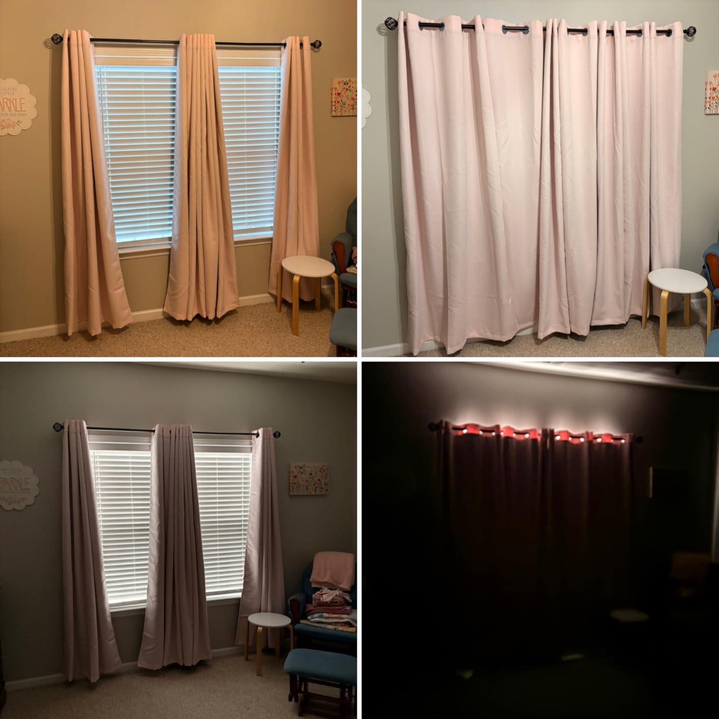 LEMOMO 100% Blackout Curtains 52 x 84 Inches Long Thermal Insulated Baby Pink Curtains with Black Liner Set of 2 Panels for Nursery Room customer photo 2