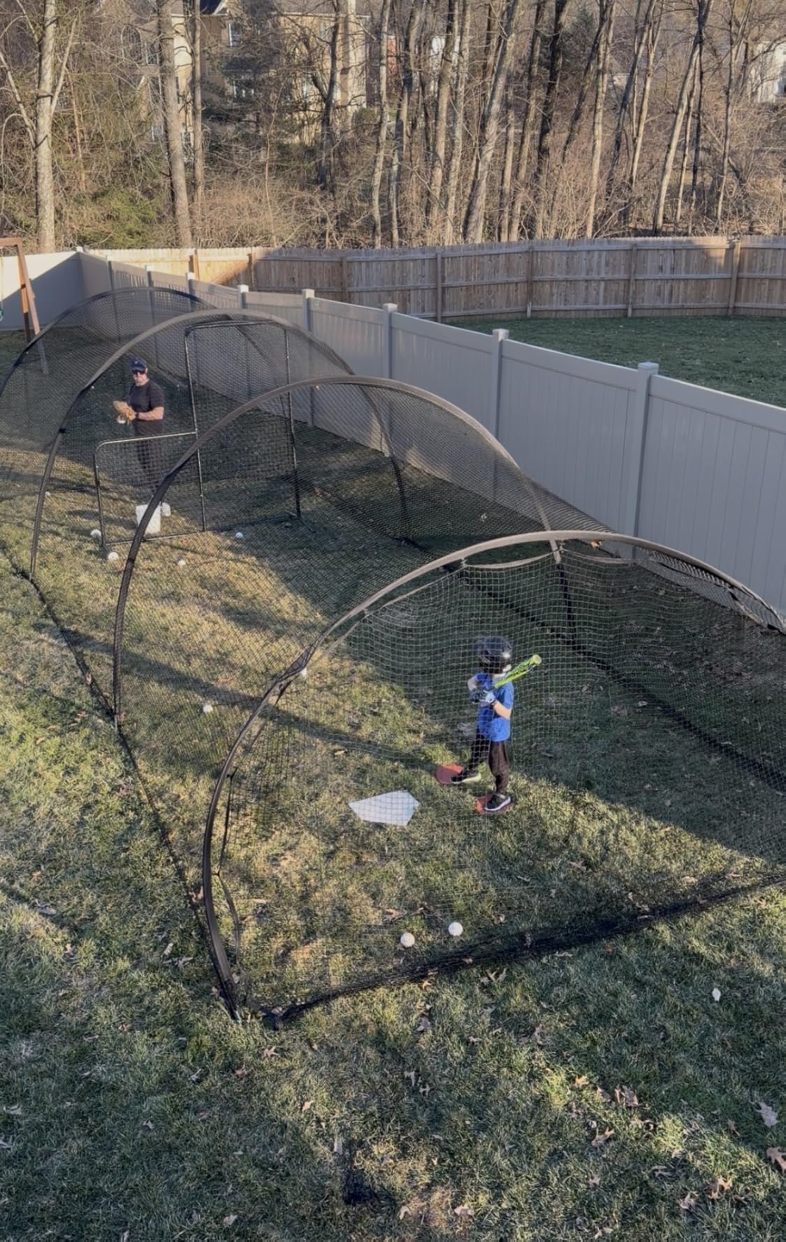 Baseball Batting Cage Net Batting Cages for Backyard Portable Pop Up Cage for Baseball and Softball with Pitching Machine Hole and Detachable Door (22ftx12ftx8ft) customer photo 1