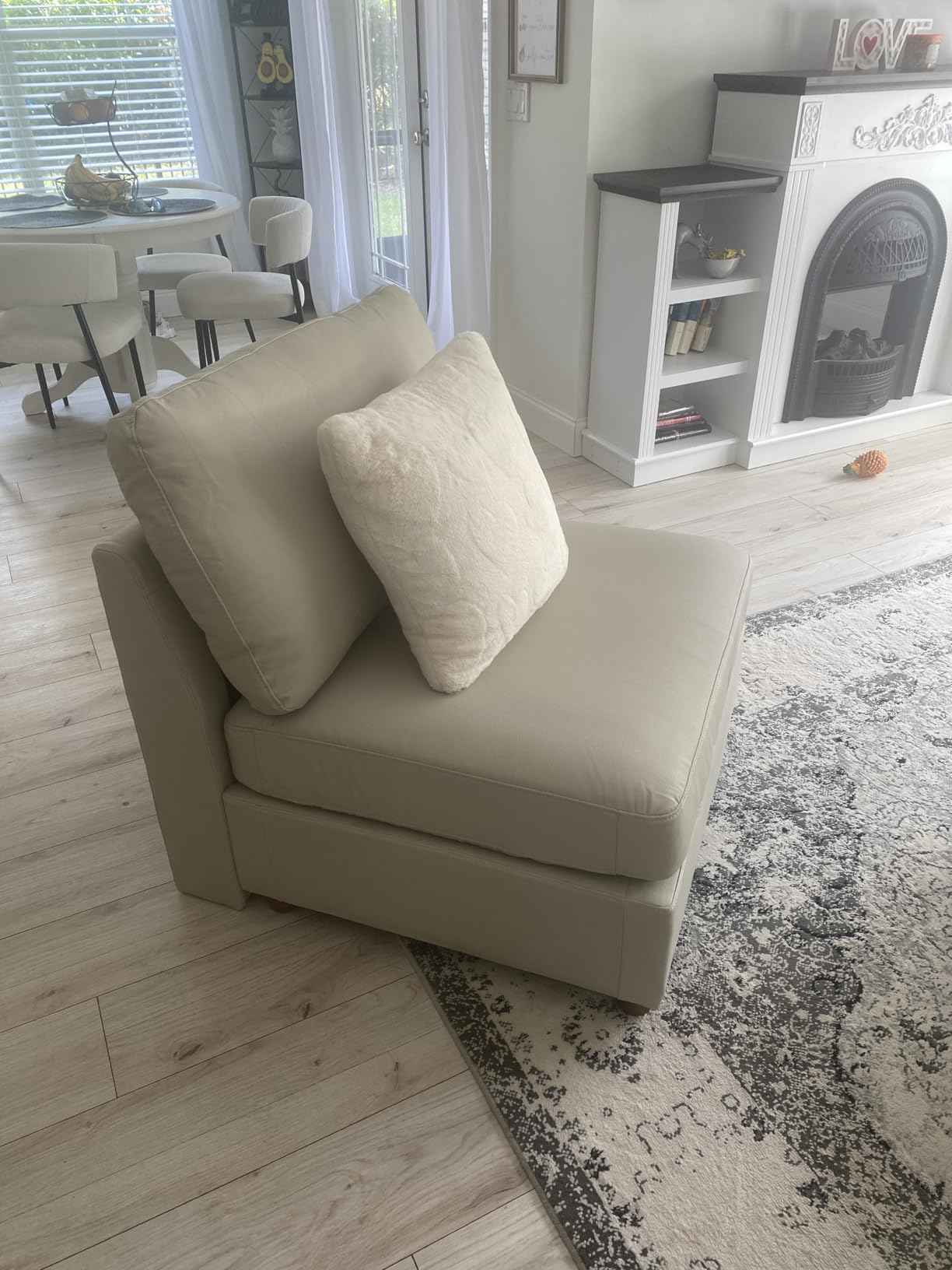 EASE MOOSE Loveseat Sofa for Living Room, Oversized Deep Seat Modular Sectional, Modern Comfy 2 Seater Sofas, Scratch Resistant Faux Leather Couch for Small Spaces, Beige customer photo 1
