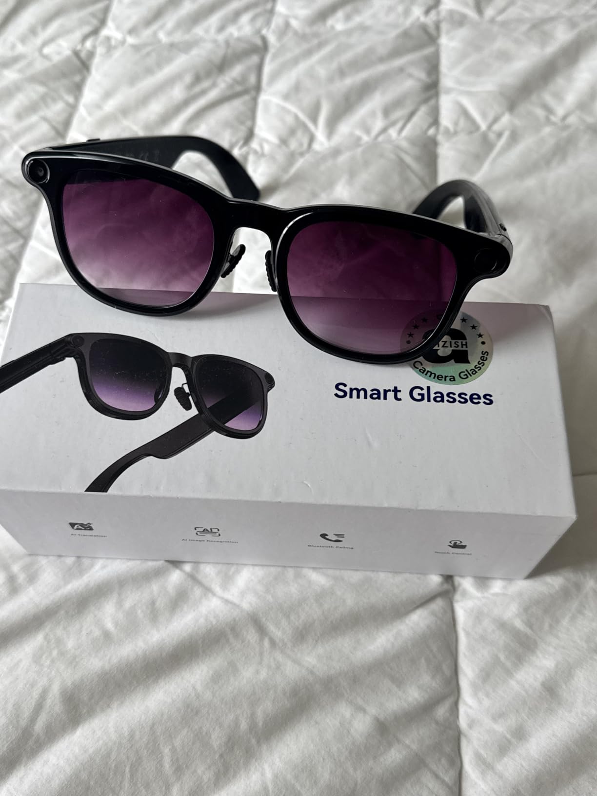 AI Smart Glasses with Camera, 8MP HD Bluetooth Camera Glasses, 1080P Video Recording Sunglasses for Women Men, Real Time Translation, Voice Assistant, Open-Ear Audio for Travel, Work Vlog (3 lenses) customer photo 2