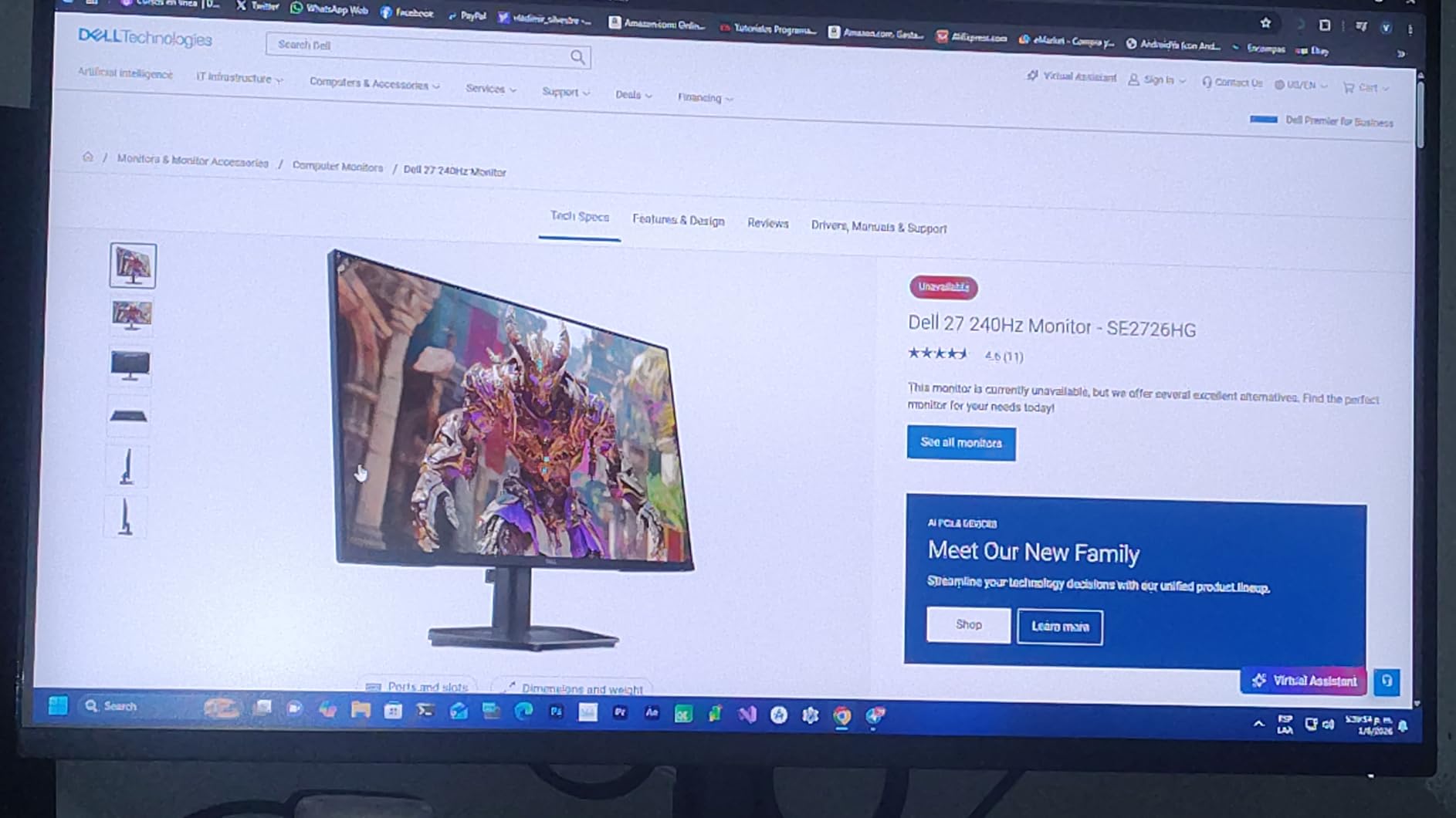 Dell 24 240Hz Gaming Monitor - SE2426HG - 23.8-inch FHD (1920x1080) 240Hz Display, in-Plane Switching (IPS) Technology, AMD FreeSync Premium, TUV 3-Star, 2X HDMI, DisplayPort 1.4, Tilt customer photo 2
