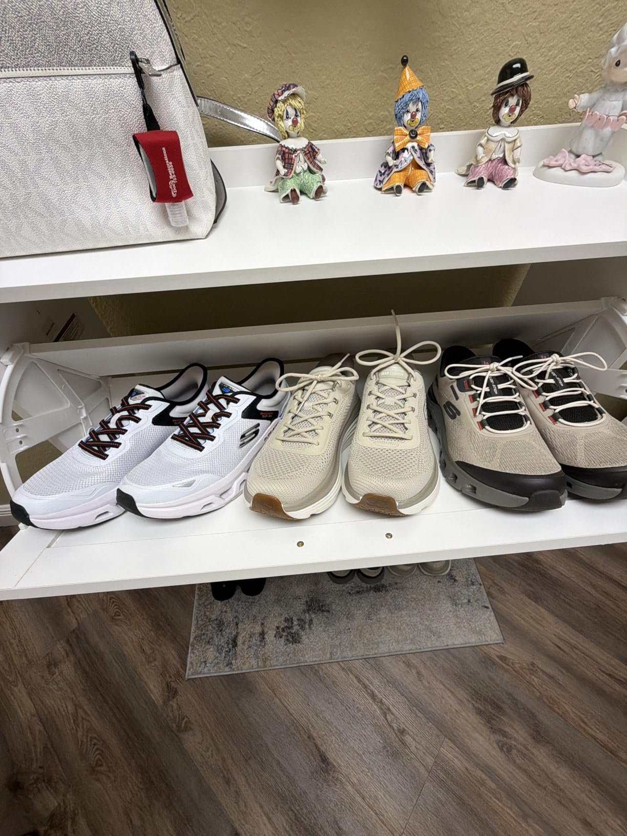 GRUSIGN Shoe Cabinet, Shoe Storage Cabinet with 2 Flip Drawers & Adjustable Shelf, Space-Saving Shoe Organizer, Narrow Shoe Cabinet Storage for Entryway/Hallway, White customer photo 1