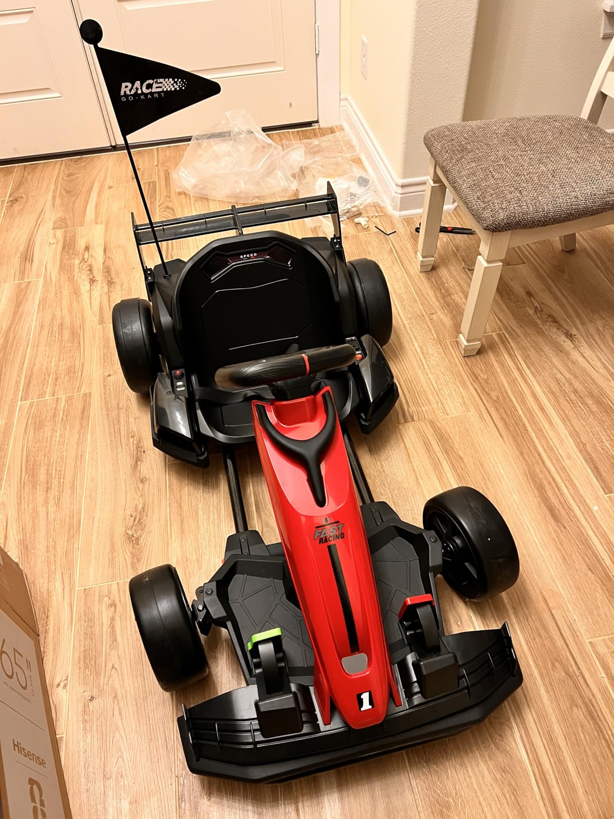 Blitzshark 36V Kids Go Kart 600W Drift Kart Powerful Electric Pedal Kart Outdoor Race Toy, with 600W Strong Motor, 9AH Big Battery, EVA Tires, Drift/Sports Mode, Brake Pedal, Length Adjustment, Red customer photo 2
