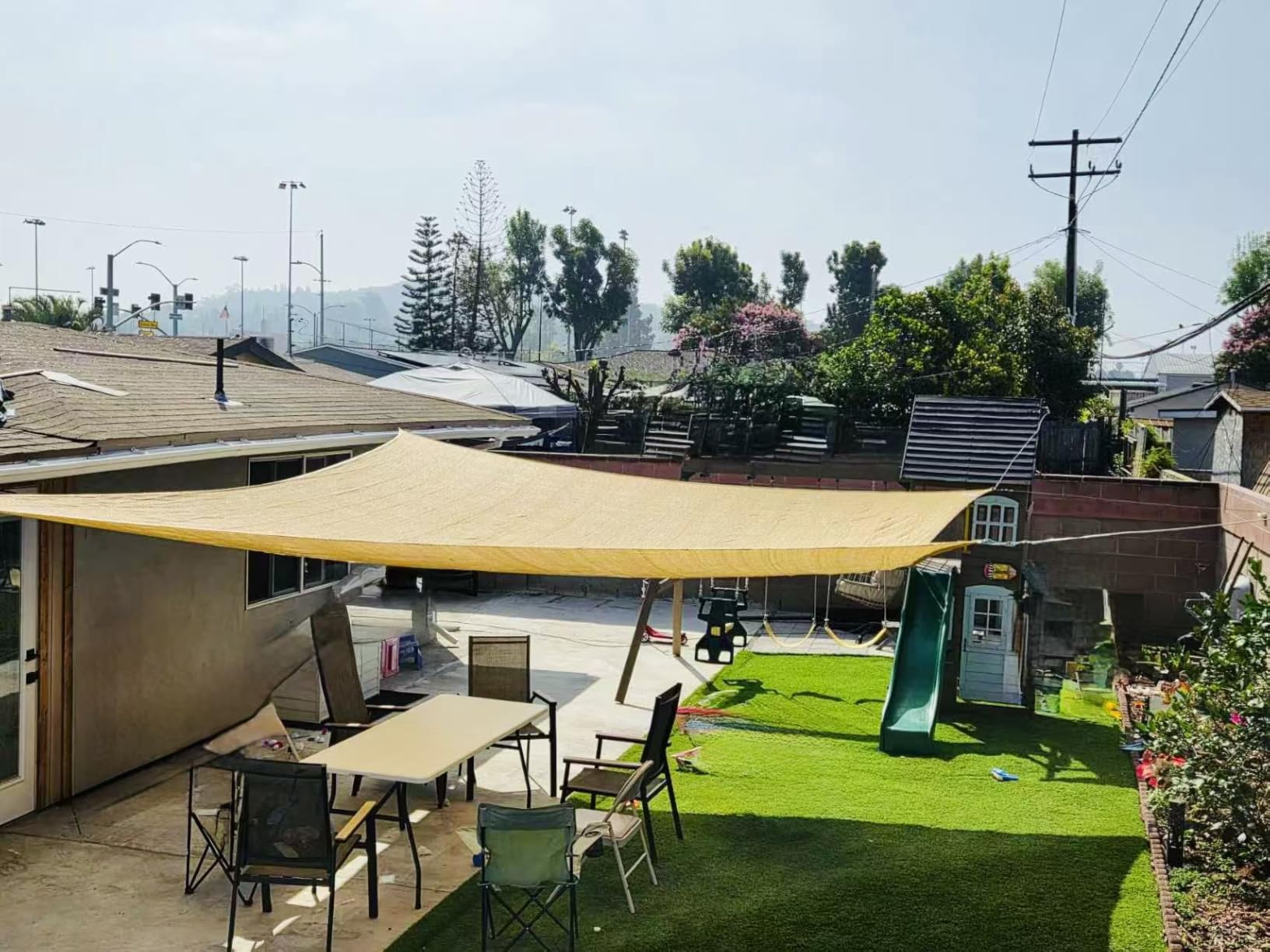 Shade Sail 8'x10' Sun Shade Sail, Permeable Shade Sails HDPE UV Block Sunshade Outdoor Patio Canopy Sun Cover for Backyard, Garden, Porch, Sand customer photo 1